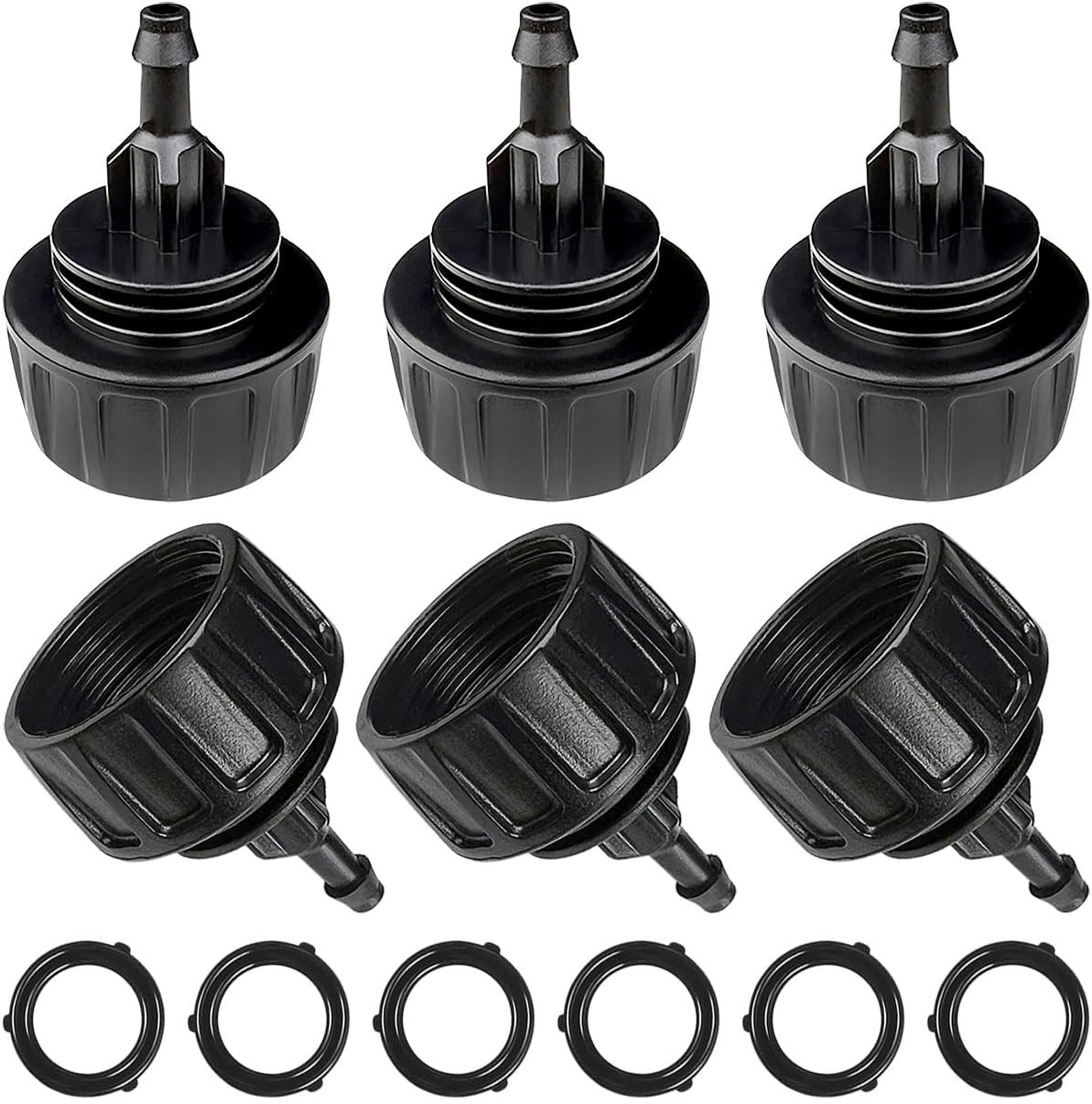 6 Pack Drip Irrigation Hose Connectors, 1/4 Inch inch, Black
