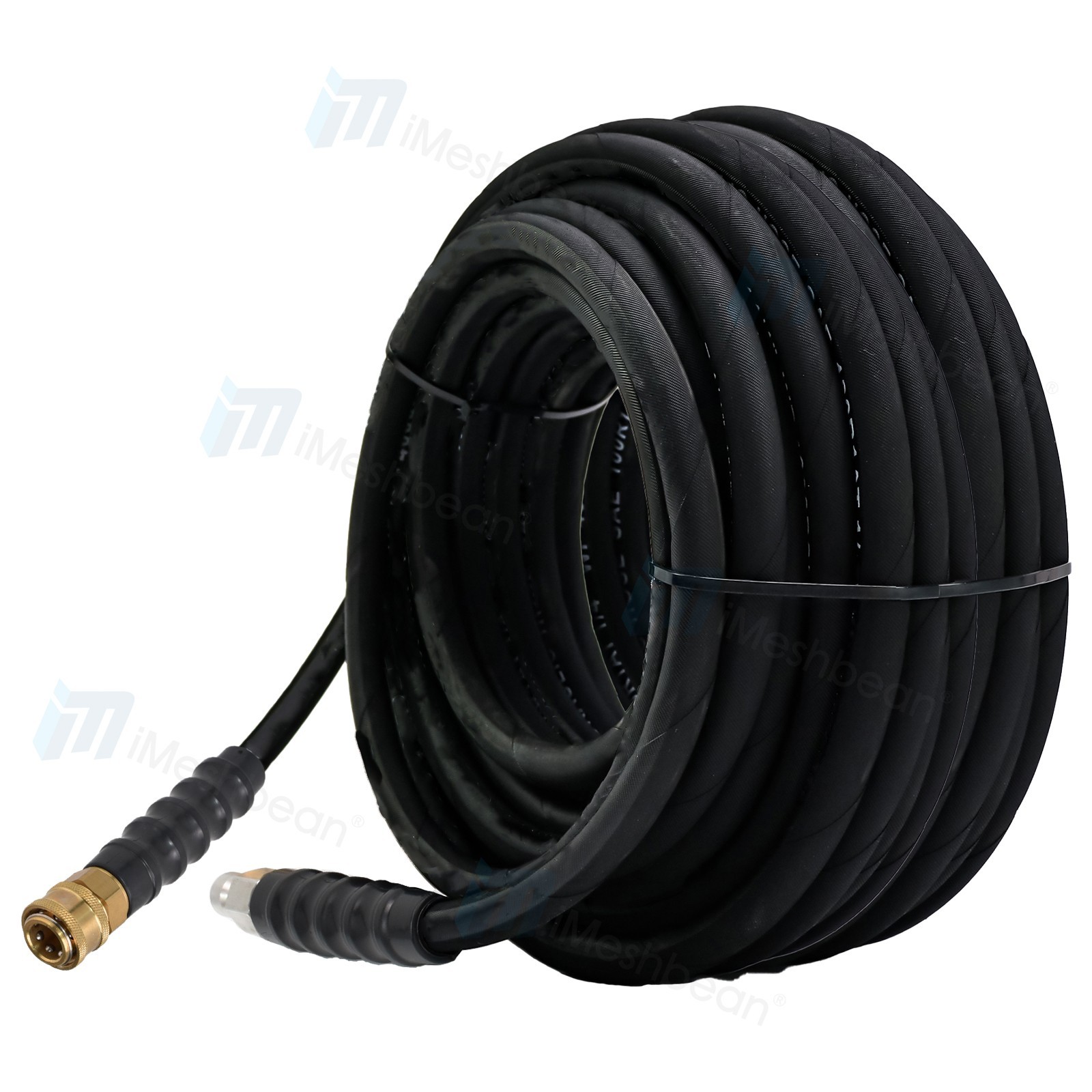 Hot Water Pressure Washer Hose 3/8″ x 100ft 6000 psi Non-Marking 2-Braid Black
