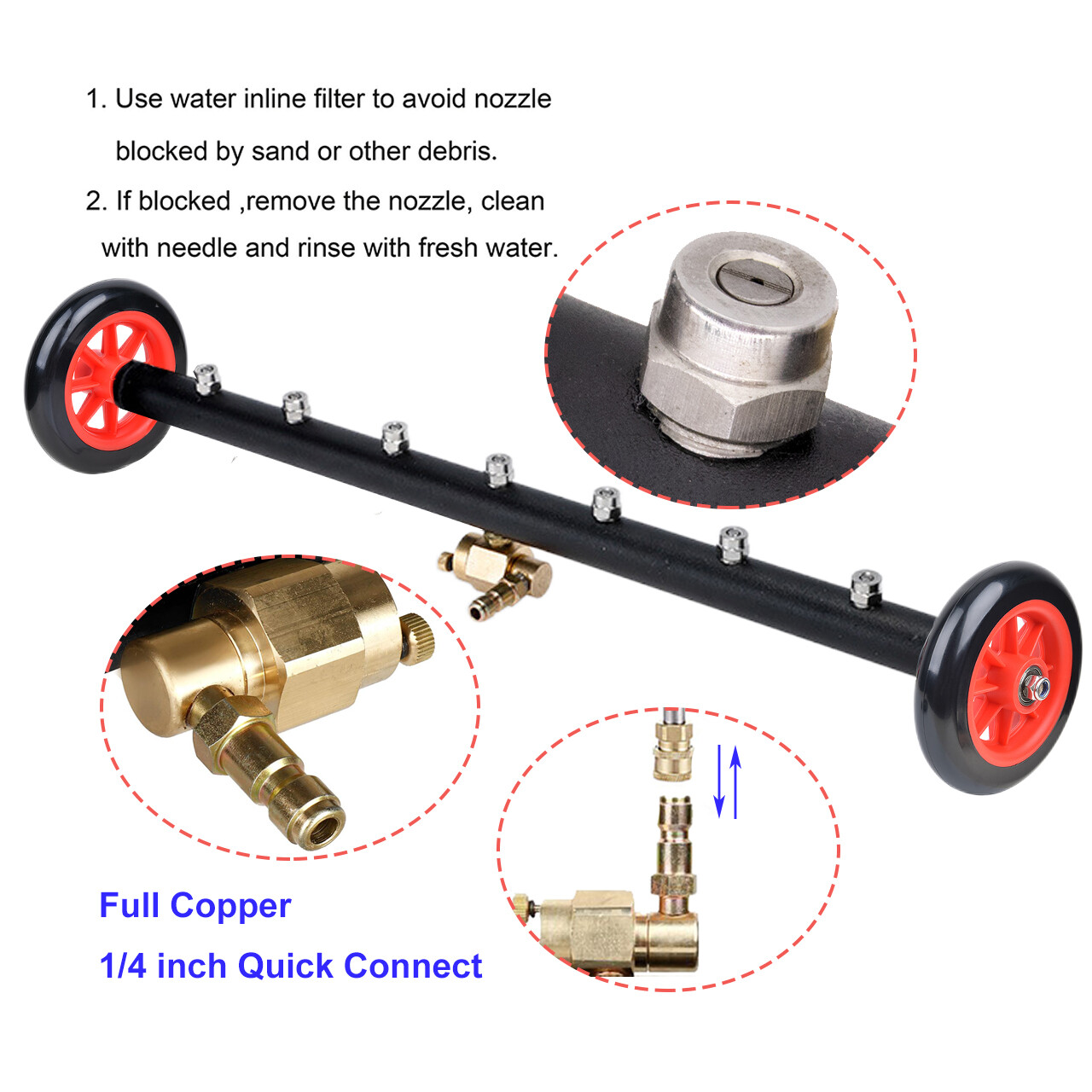 24″ Pressure Power Washer Surface Cleaner Undercarriage Water Broom 4000PSI