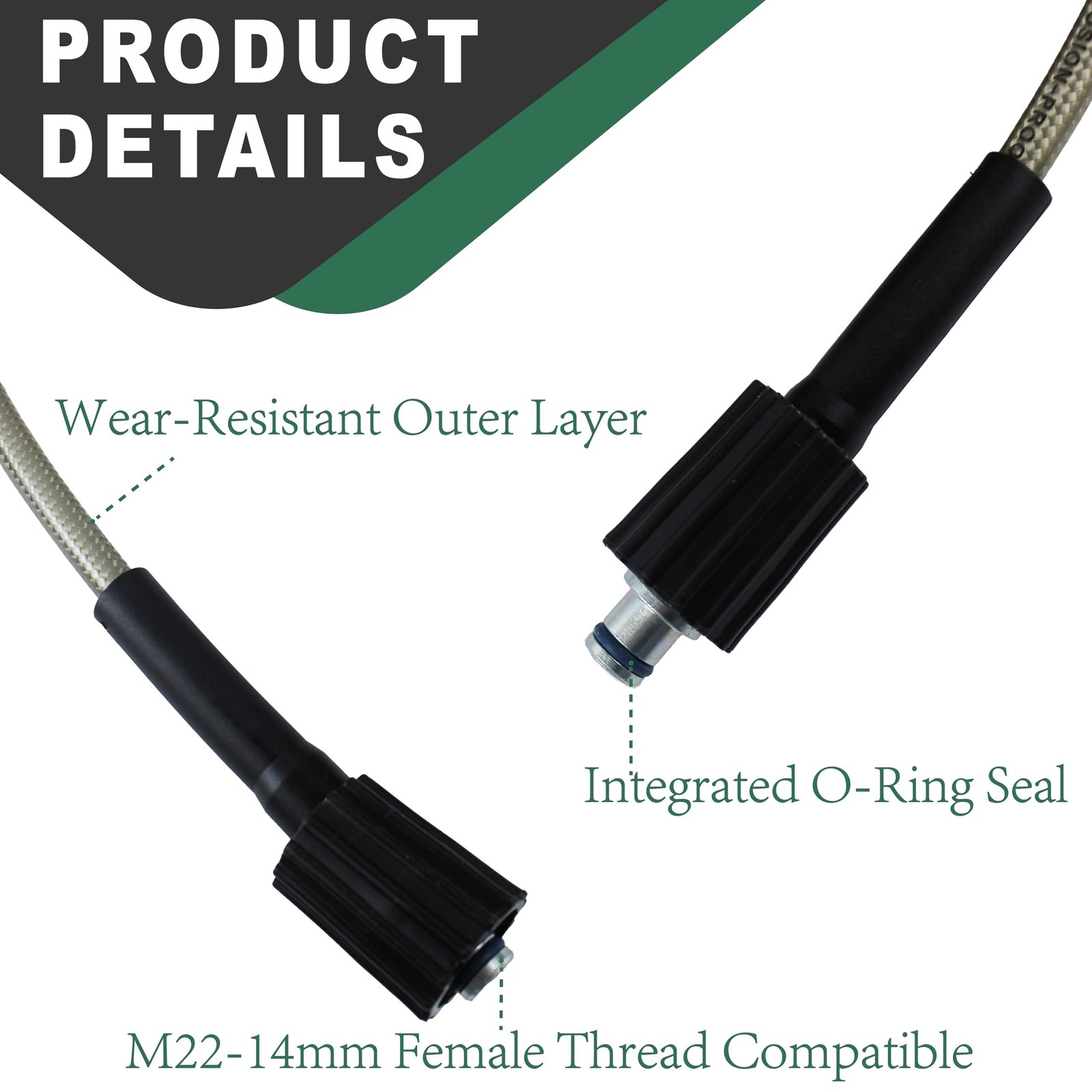 25FT Pressure Washer Hose, 1/4” Kink Resistant Power Washing Extension Hose,…