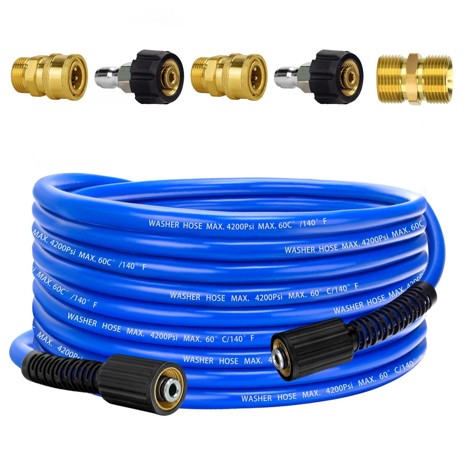 Pressure Power Washer Hose 30 FT x 1/4″, Super Flexible Kink Resistant Car Wa…