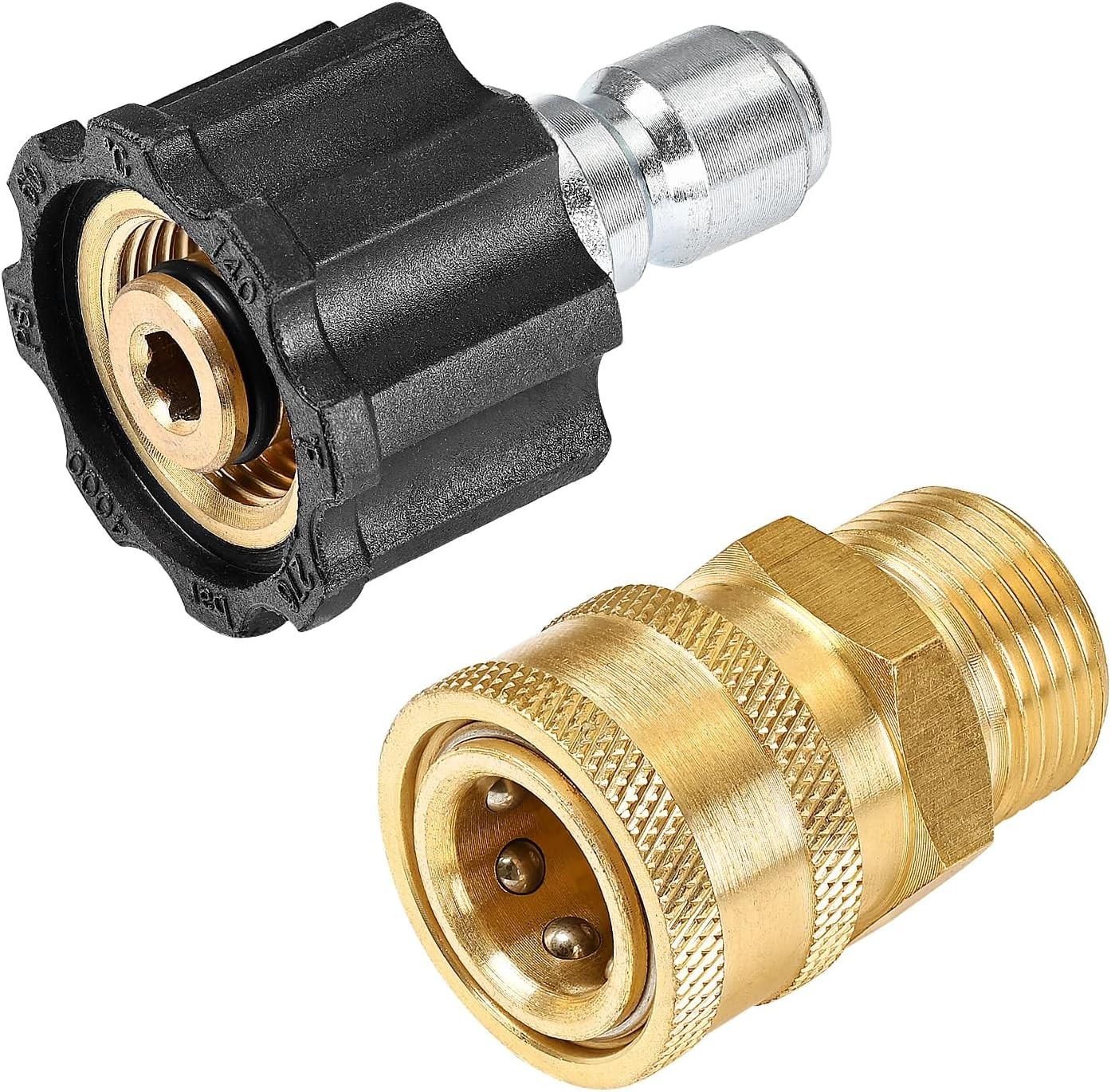 YAMATIC Pressure Washer Adapter Set Quick Connect Kit, M22 to 2pcs, Golden