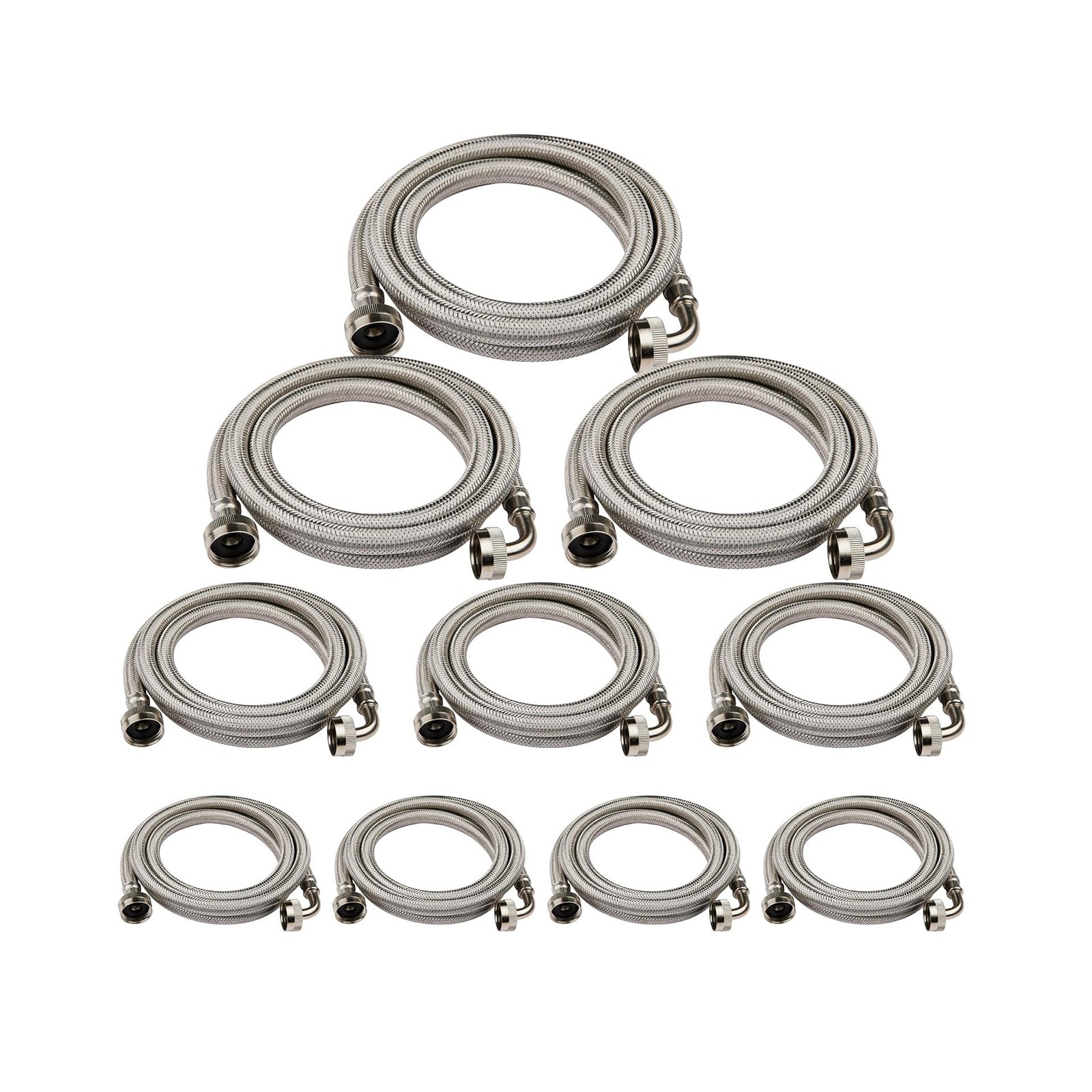 10-Pack HeSun 6 Ft Washing Machine Hose, 3/4″ FHT Stainless Steel Washer Hose…