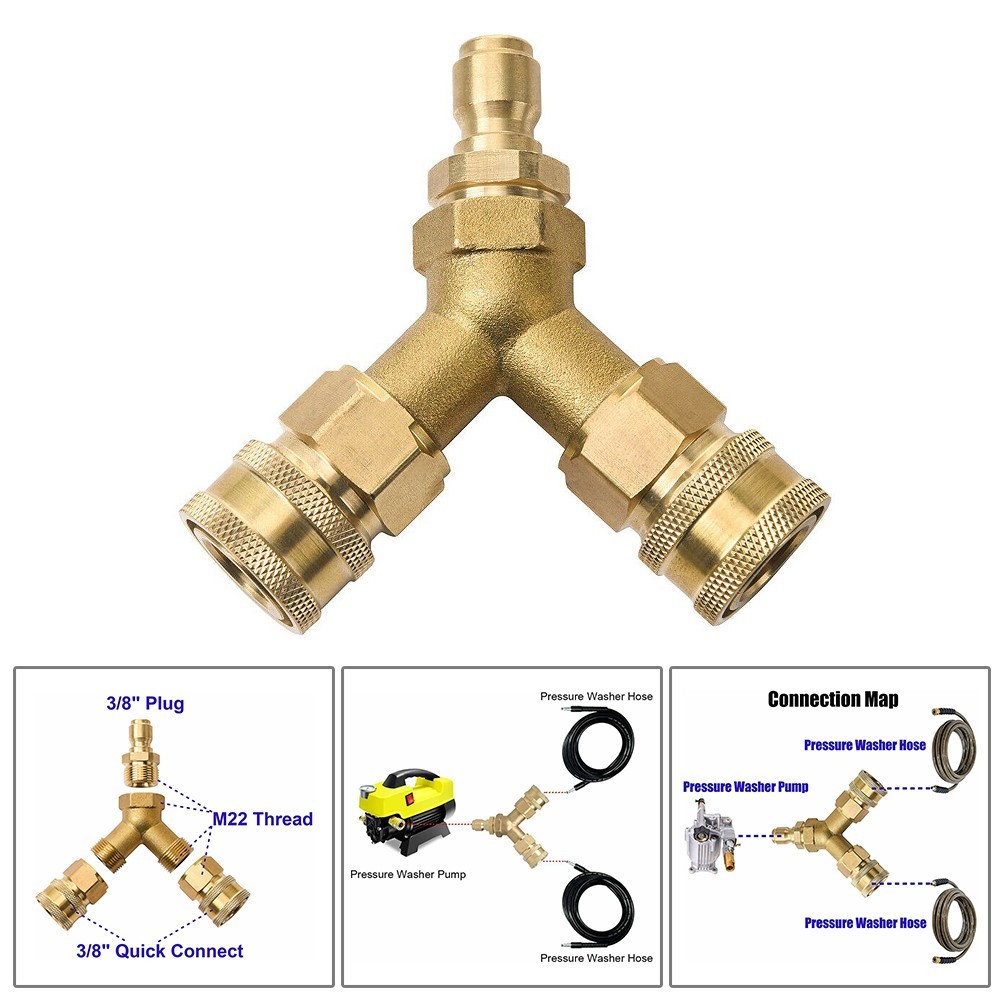 3/8 Fitting Pressure Washer Tee Splitter Coupler 1PC 4.0 GPM Accessories