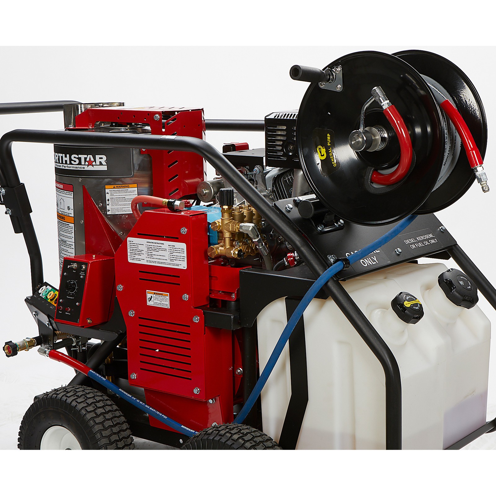 NorthStar Pressure Washer Hose Reel with 50ft. Steel-Braided Hose, 3/8in. x