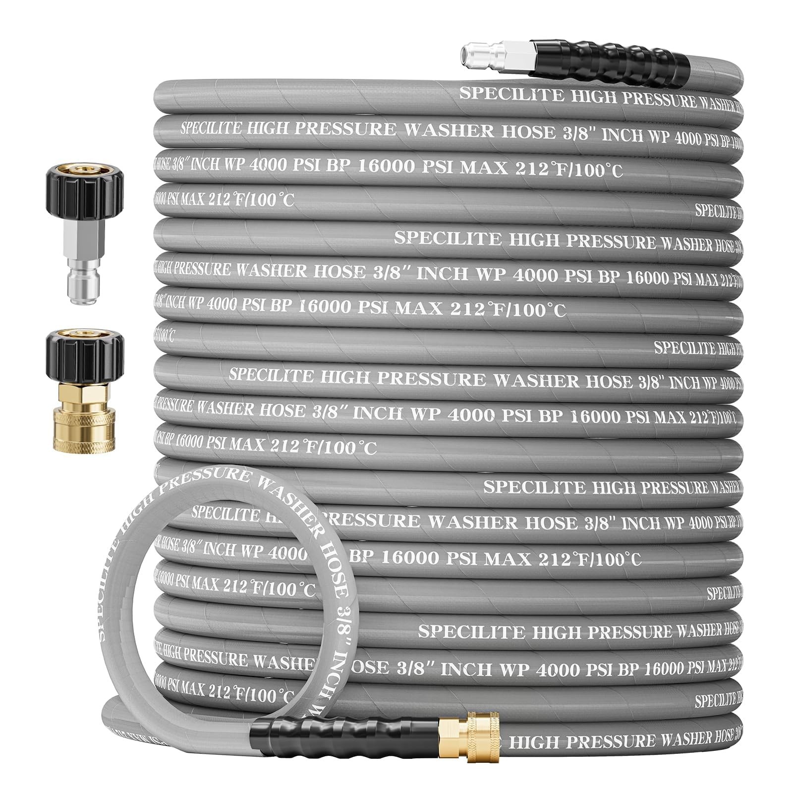 SPECILITE 3/8″ Pressure Washer Hose 50FT, Hot and Cold Water Power Washer Hos…