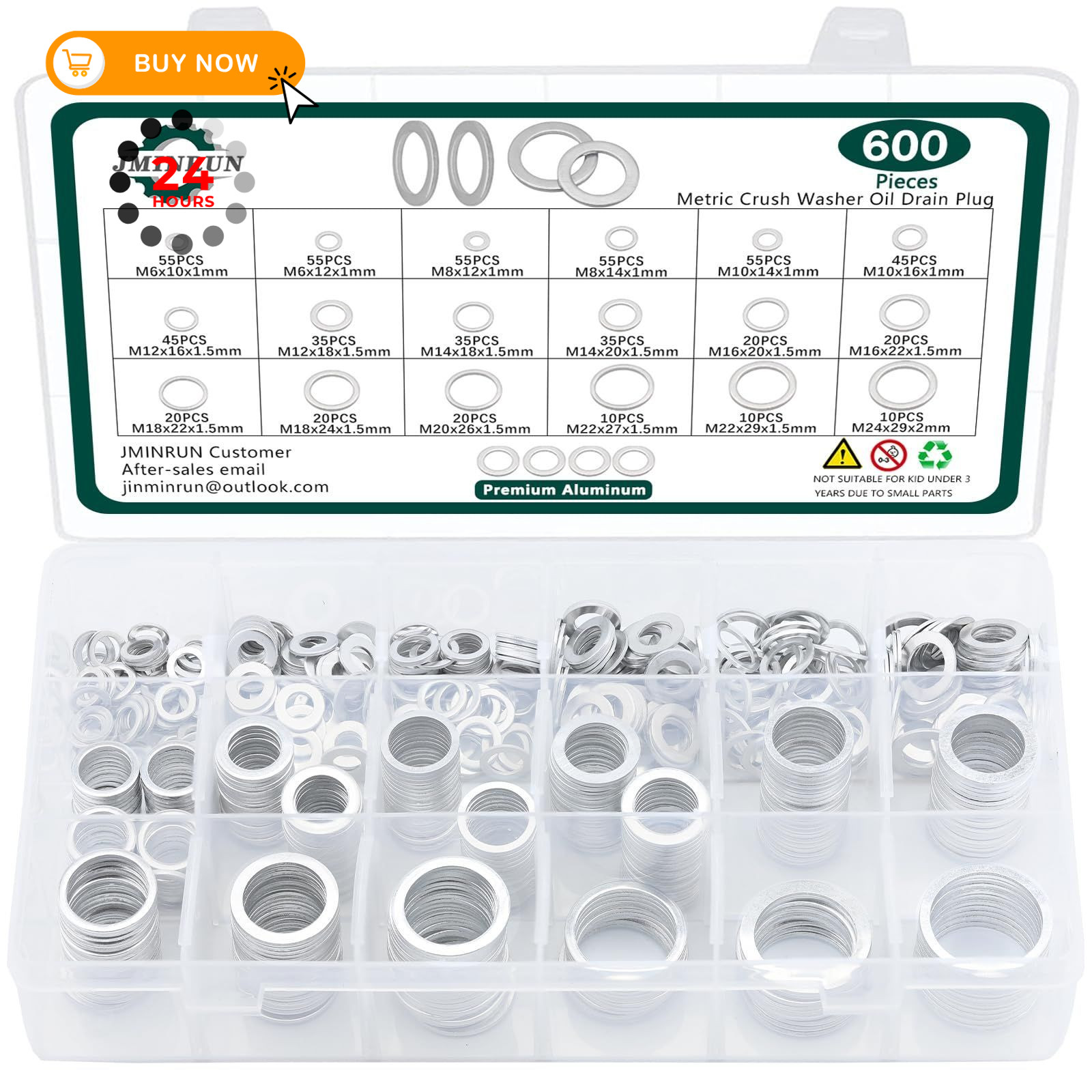 600PCS Oil Drain Plug Gasket M6 To M24, – 600 Pcs