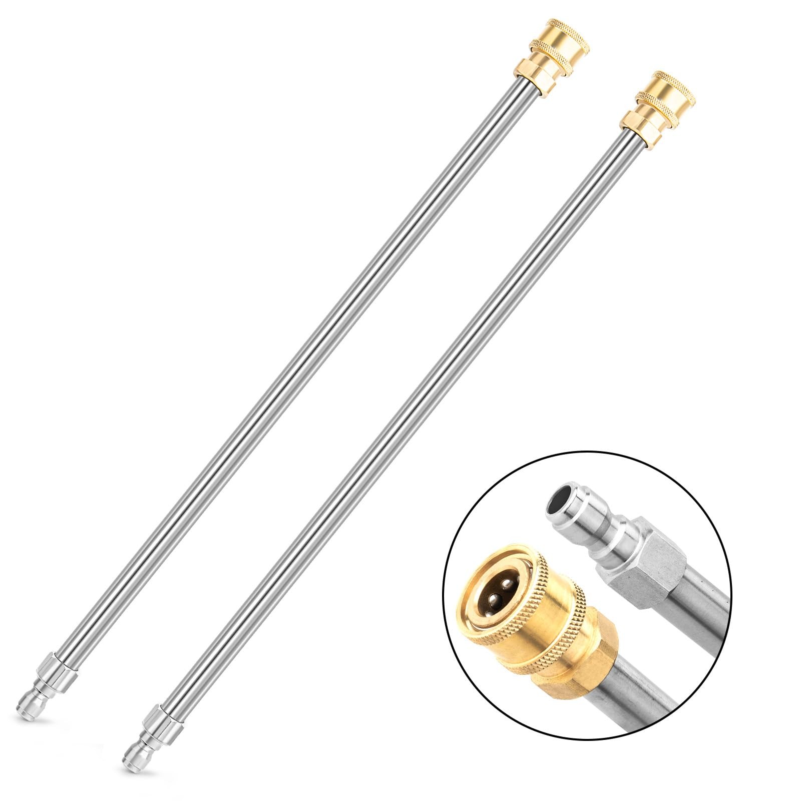Pressure Washer Extension Wand, 2 Pack 17 Inch 17 inches, silver, yellow