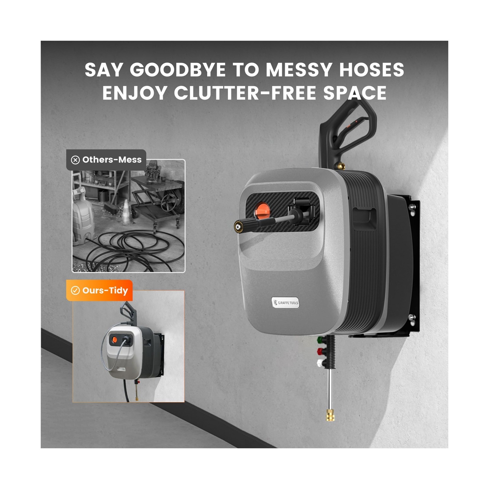 Giraffe Tools Grandfalls Retractable Pressure Washer G20, 2500 PSI 2.2 GPM, W…