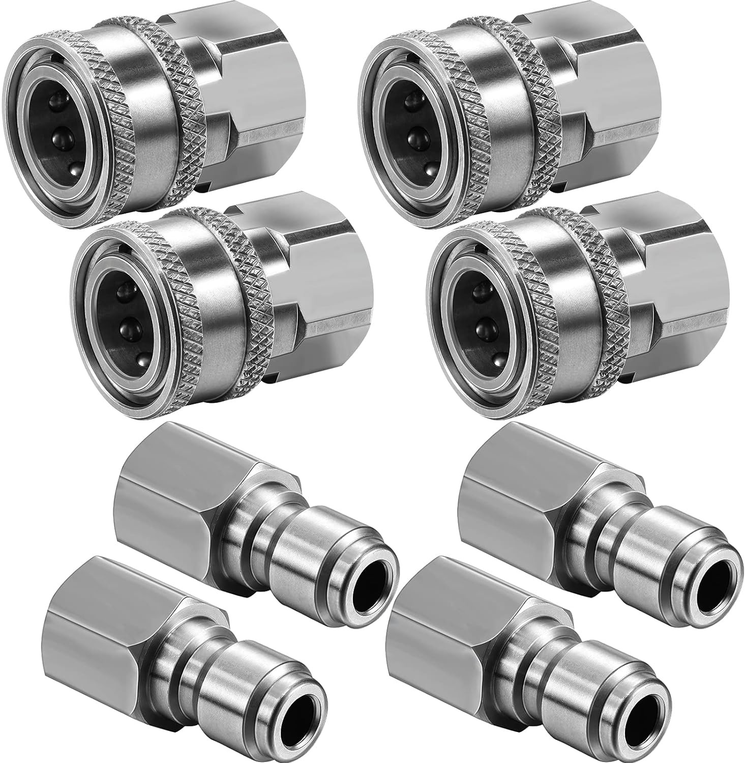 Hotop 4 Sets NPT 3/8 Inch Stainless Steel Male and Inch, Internal Thread