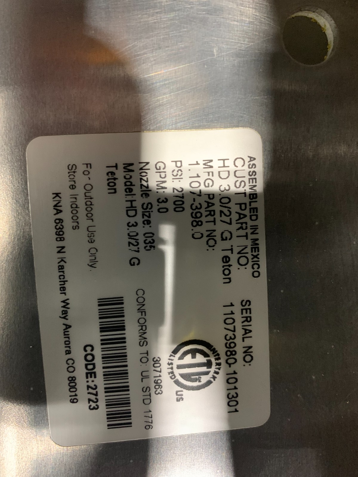 Karcher Teton Series Pressure Washer – HD 3.0/27 GB #1.107-441.0