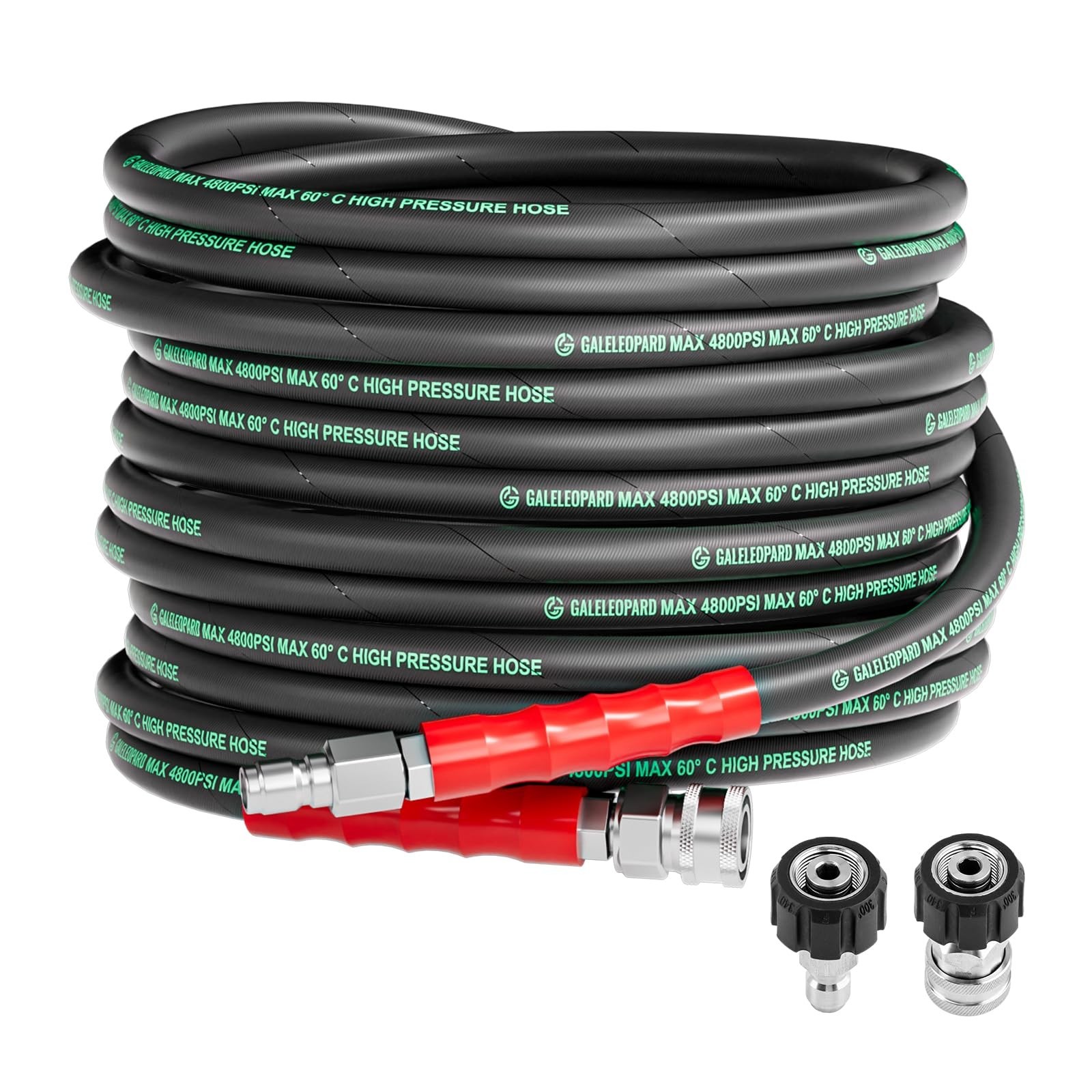 3/8″ Pressure Washer Hose 50FT 4800PSI with 3/8 Inch Quick Connect, Kink Resi…