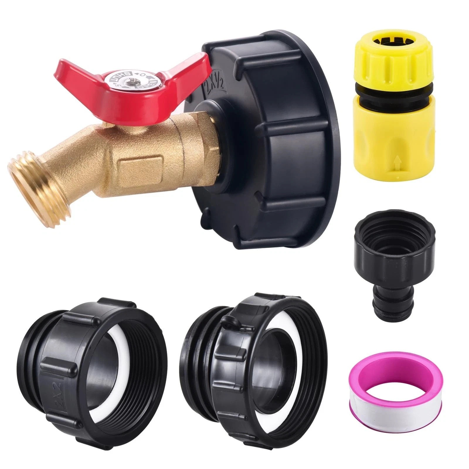 SNUTUYA 3-Size IBC Tote Adapter, 275-330 Gallon 0.472 inches, Brass