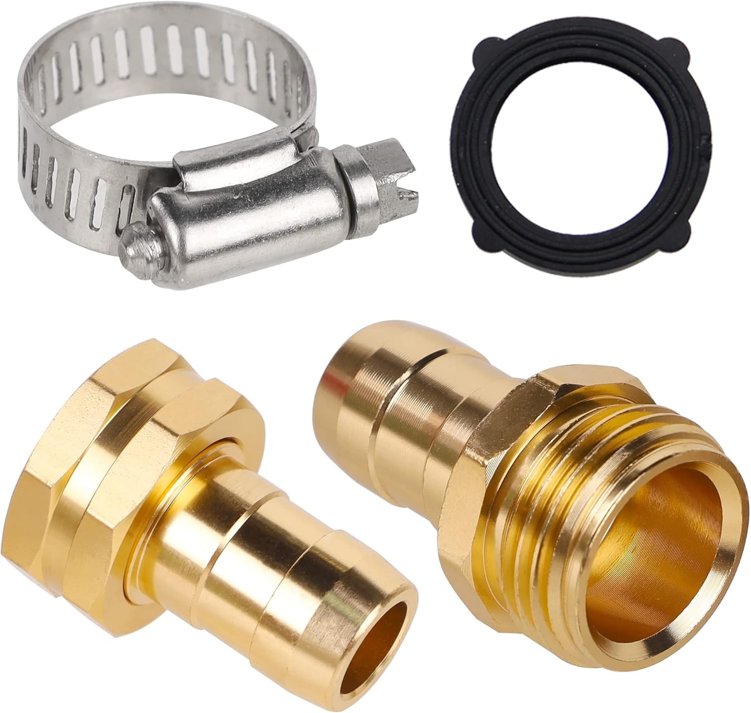 Biswing Garden Hose Repair Connector with Stainless Steel Clamps, 5/8″ Brass