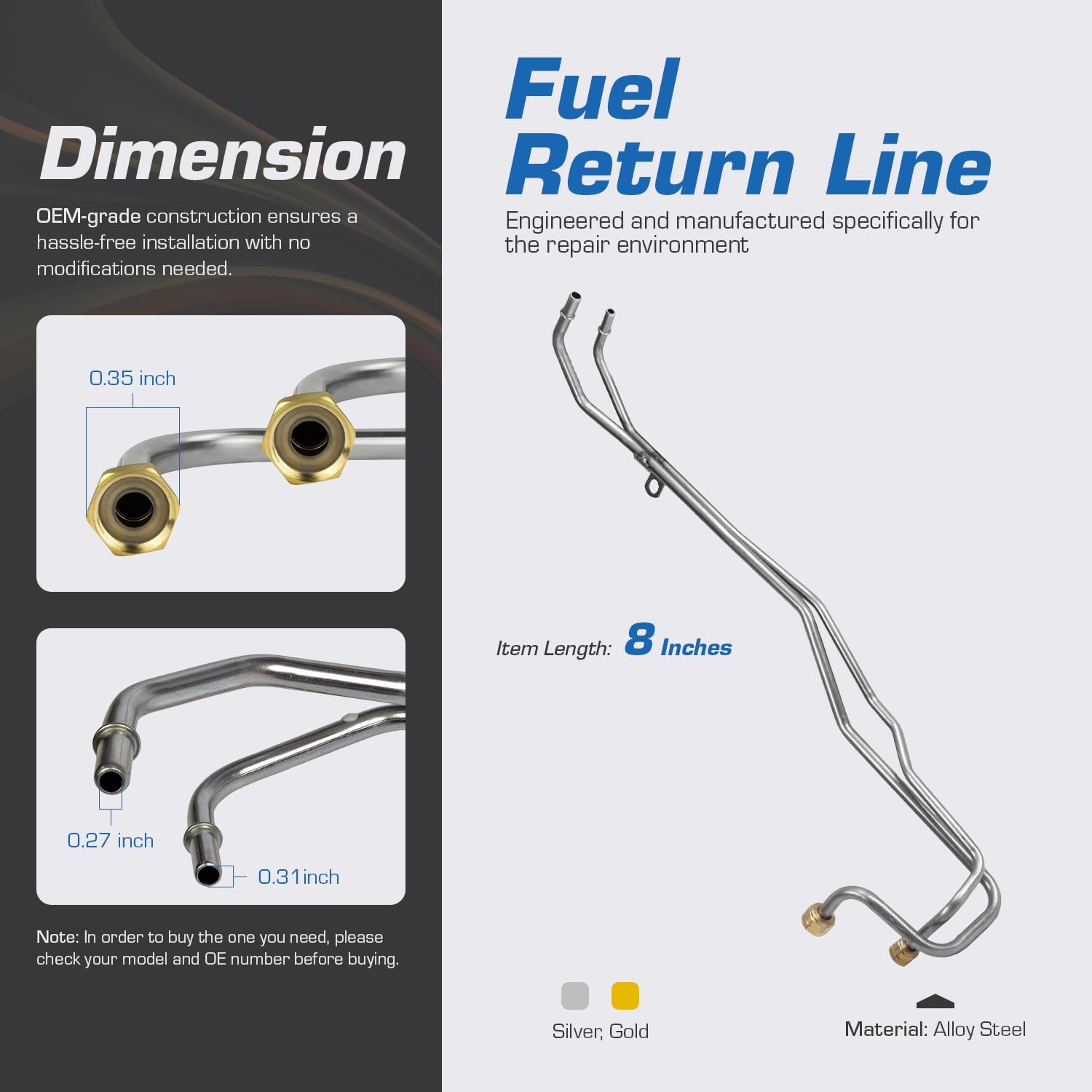 Diesel Fuel Supply & Return Line Assembly For 98-03 Ford 7.3L Replaces OE# F81Z-