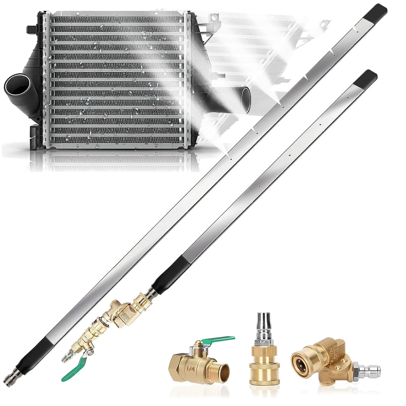 PYQPYQ 47″ & 24″ Radiator Cleaning Wand 2-Piece Set, 4500 47in-24in, Black