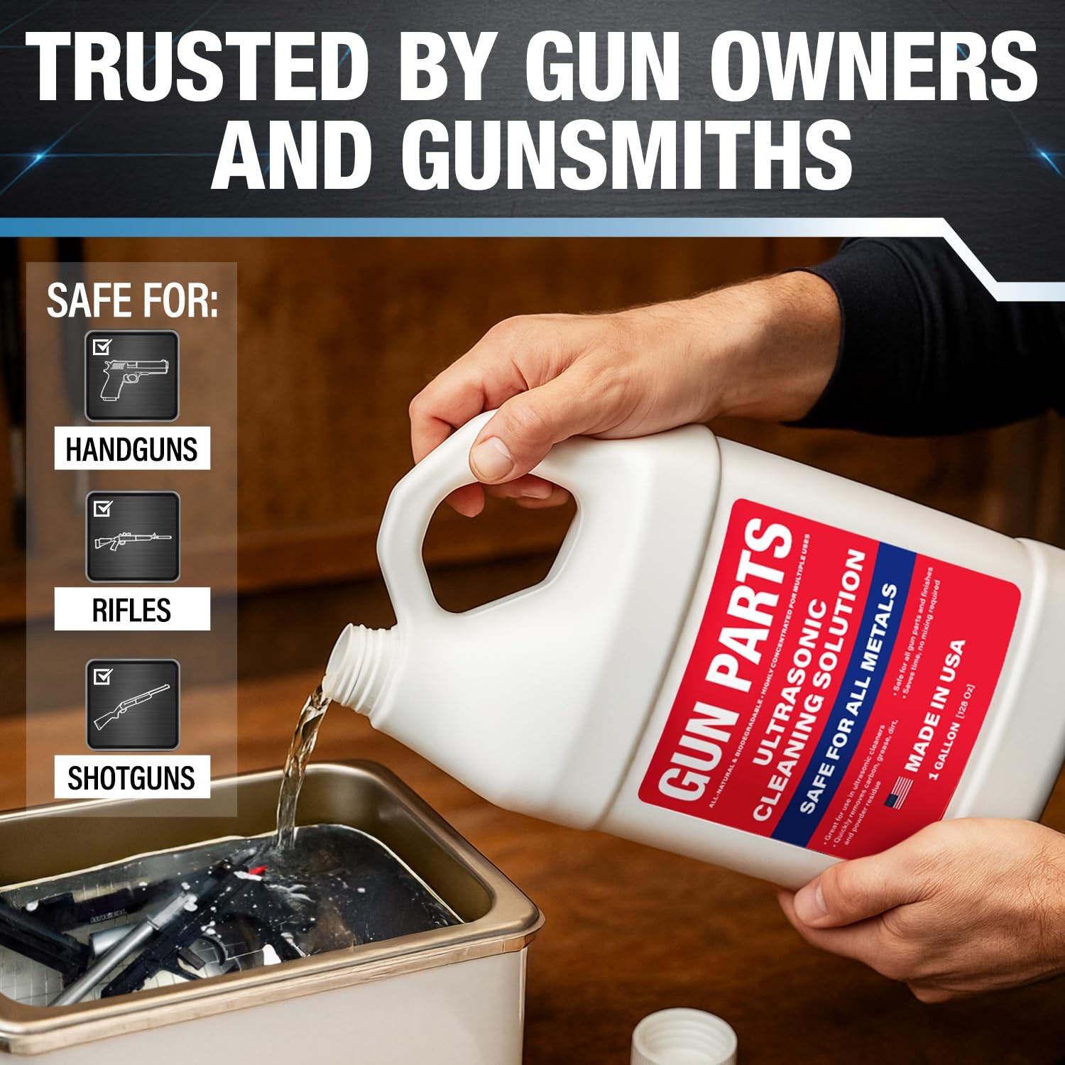 Ultrasonic Gun Cleaning Solution – 1 Gallon/128oz [Made in USA] Concentrated…