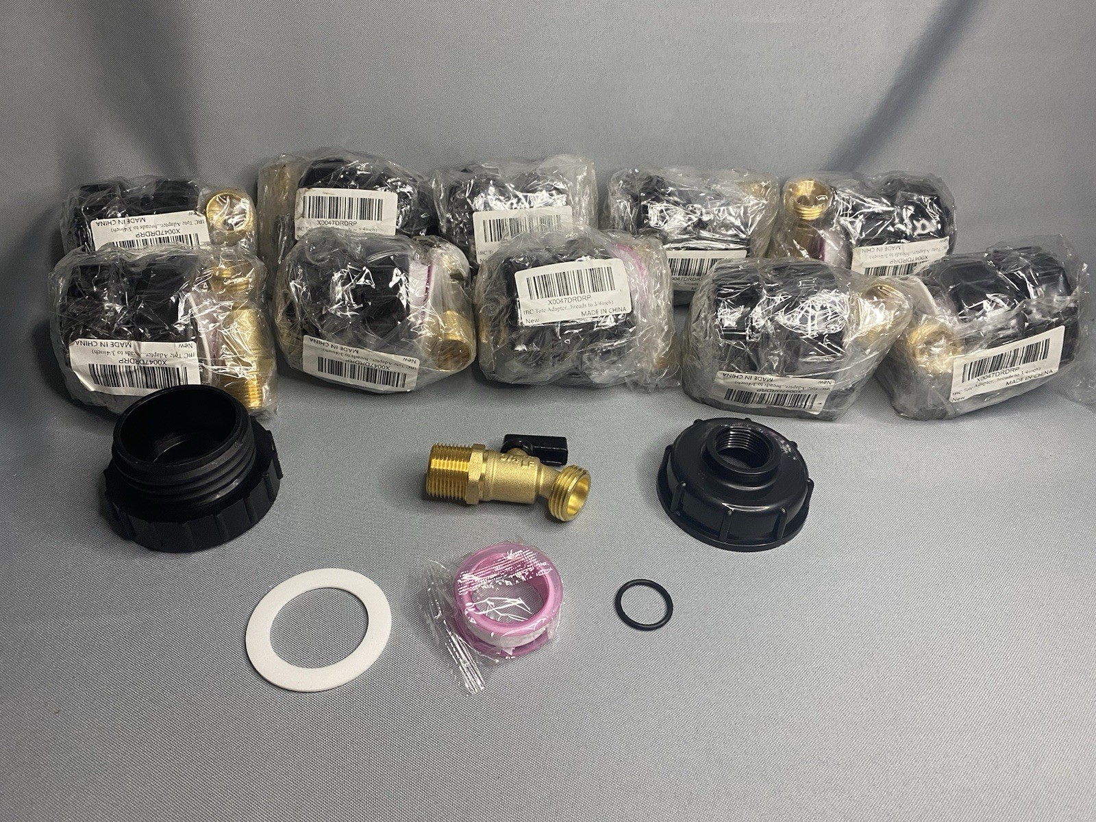 Lot Of 11 275-330 Gallon IBC Tote Tank Adapter 2″ Course Thread X 3/4″ Brass