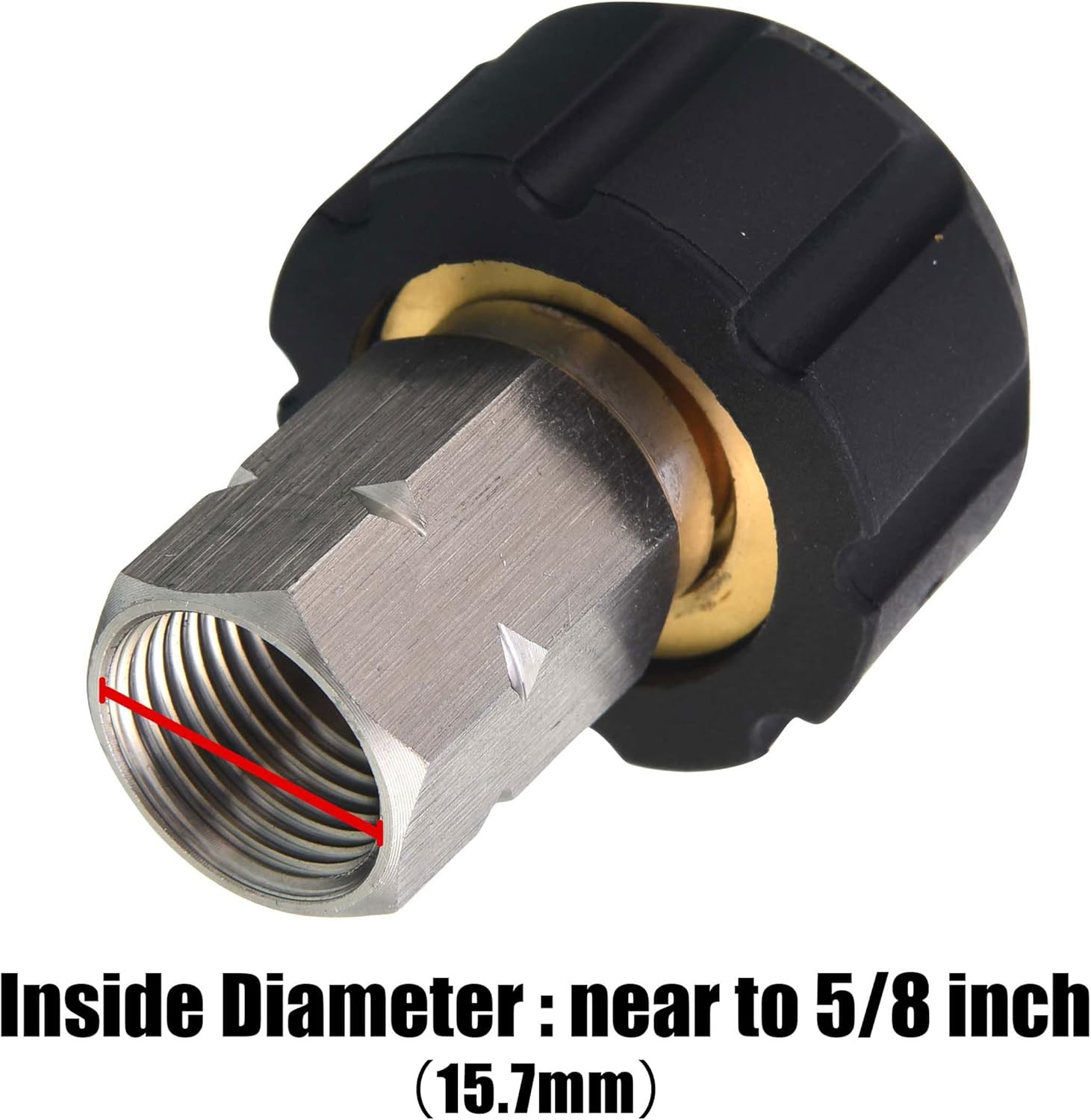 Tool Daily Pressure Washer Adapter, M22 to 3/8, Black, Gold, Silver