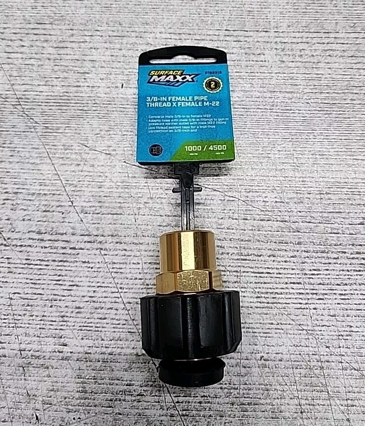 NEW Pressure Washer 3/8” FPT To M22 Gun Connector Surface Maxx (Brass)