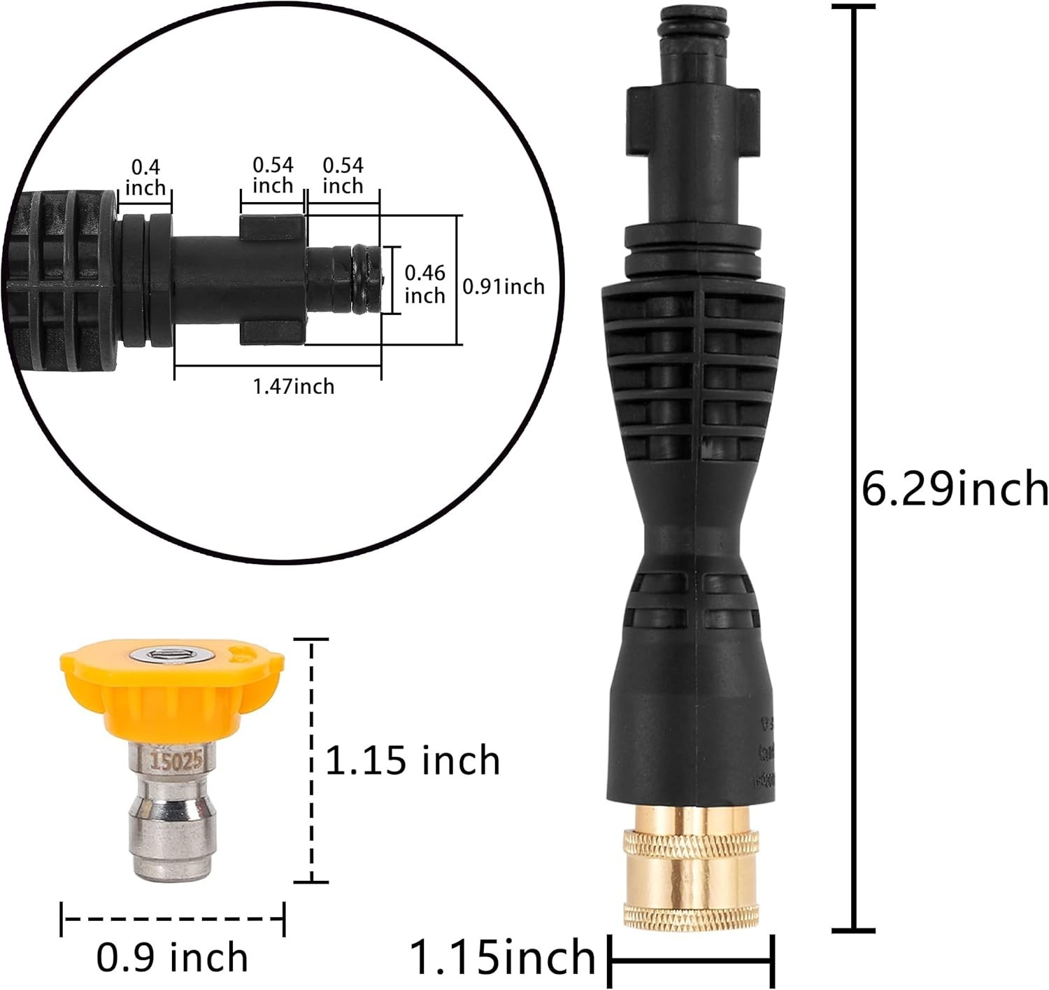 PWACCS Pressure Washer Gun Adapter Kit – Power Fittings with Black