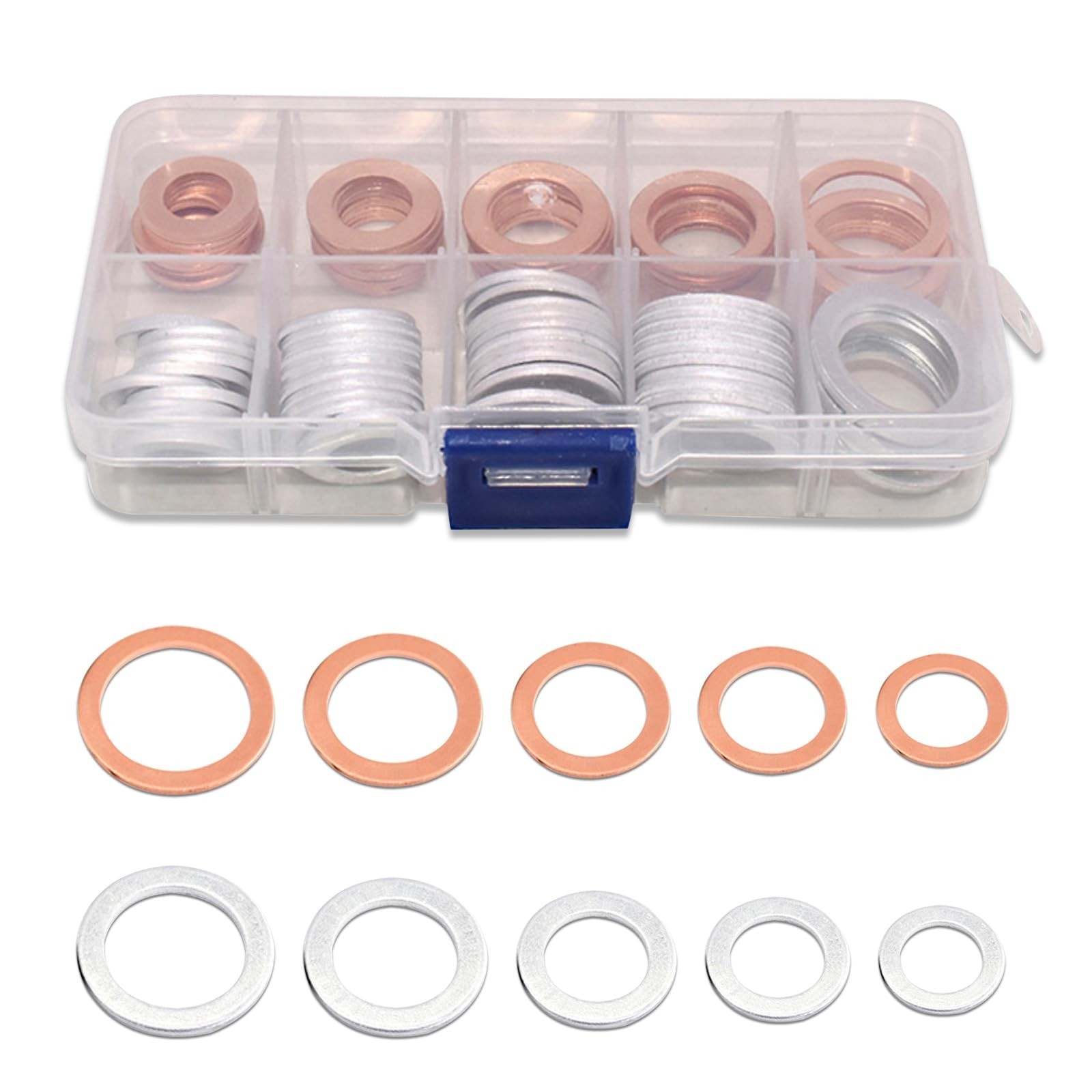 100 PCS Oil Drain Plug Crush Washer, M10 M12 M14 M16 M18 2 Material Gasket Co…