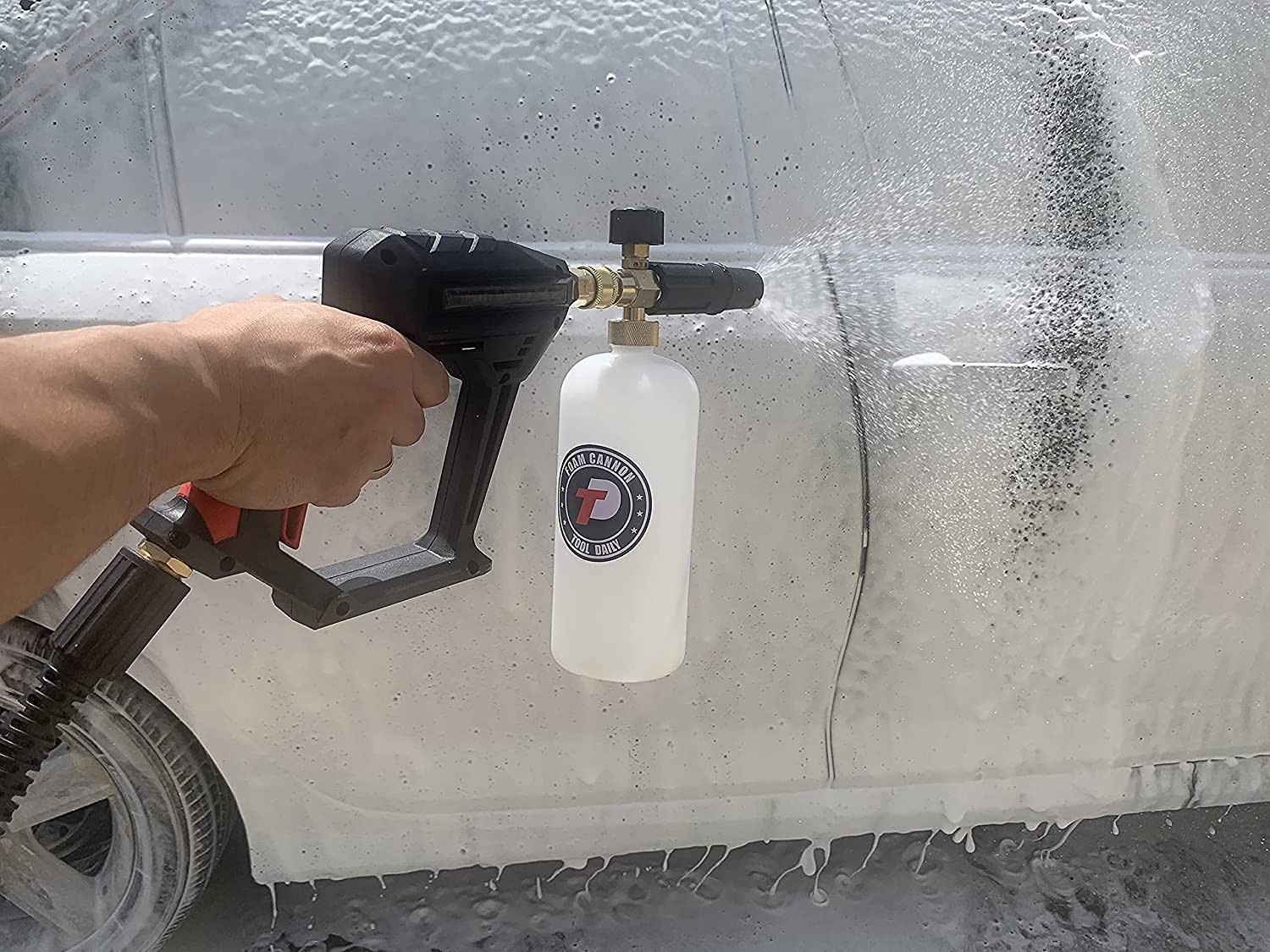 Tool Daily Short Pressure Washer Gun with Foam Gun, Black, Red, White