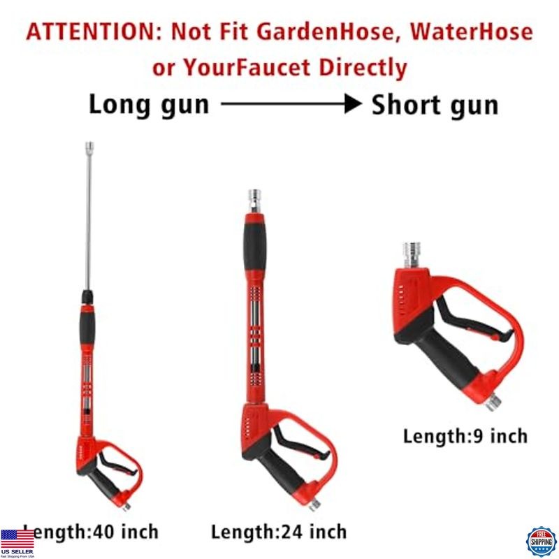 Tool Daily Premium Pressure Washer Gun Set – 40″ Wand, 5 Nozzles, M22, 5000 PSI