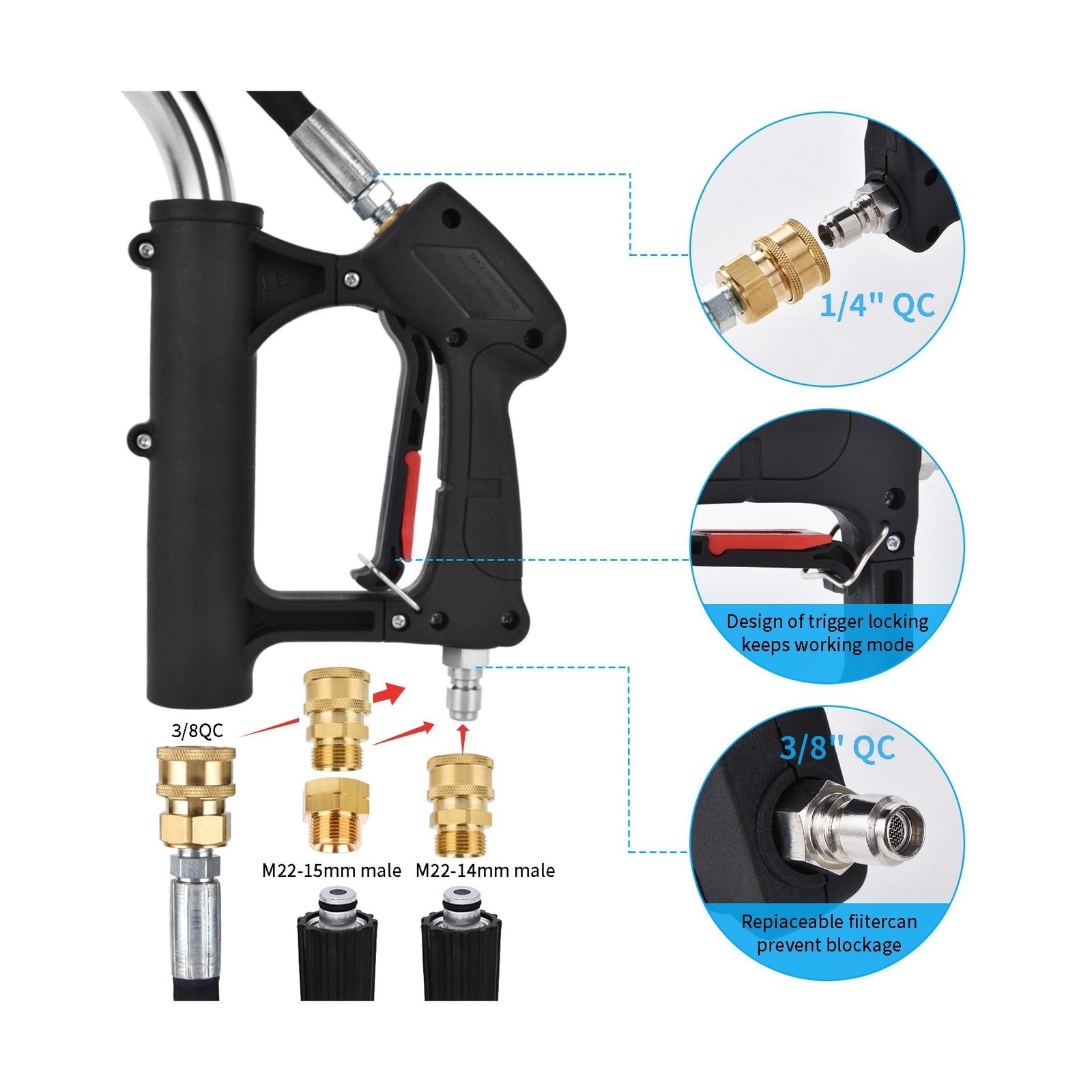 24 FT Gutter Cleaning Tools from The Ground – Telescoping Pressure Washer Wan…