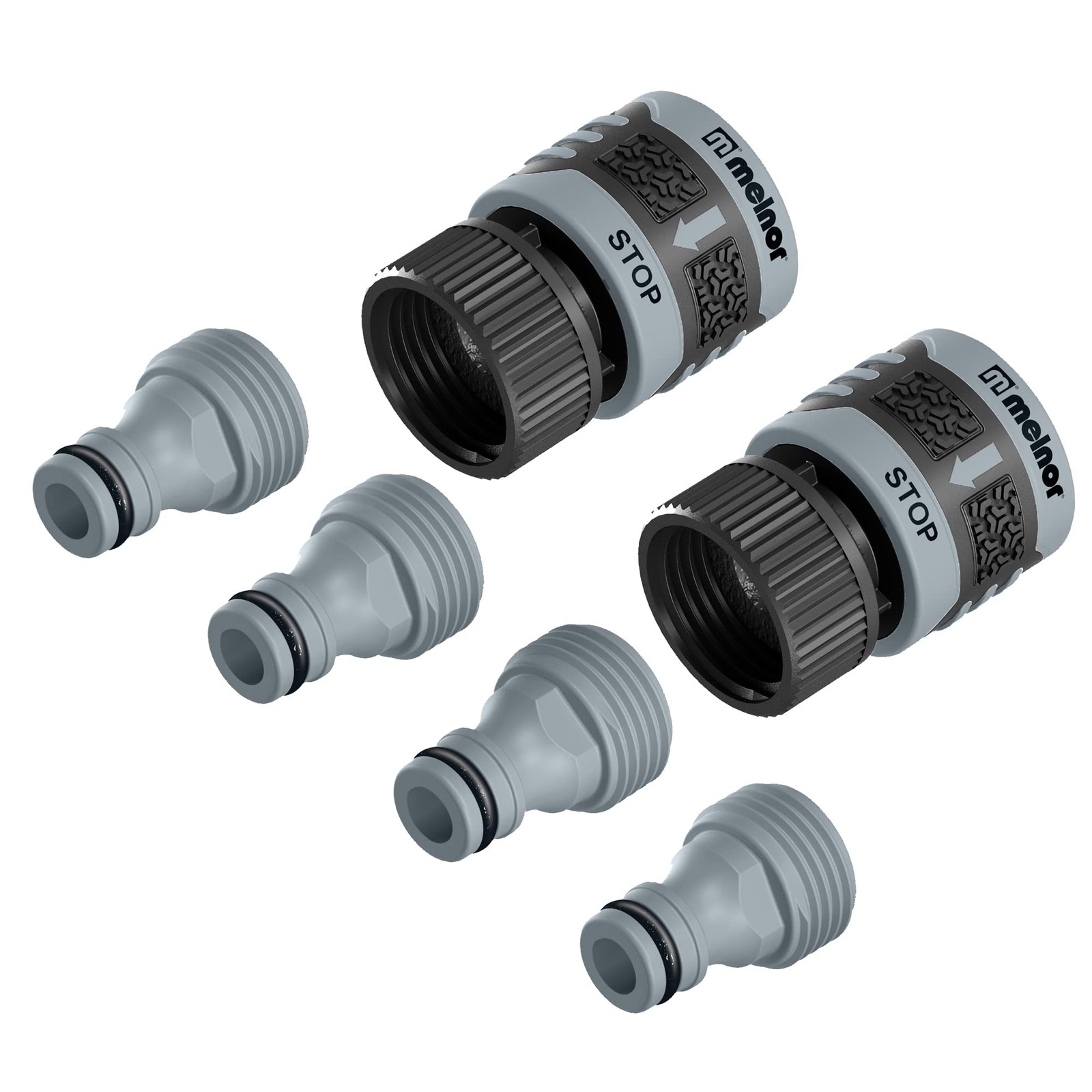 Melnor 65175AMZ 6 Piece Quick Connect Starter Set Connector 6 pcs Set, Black