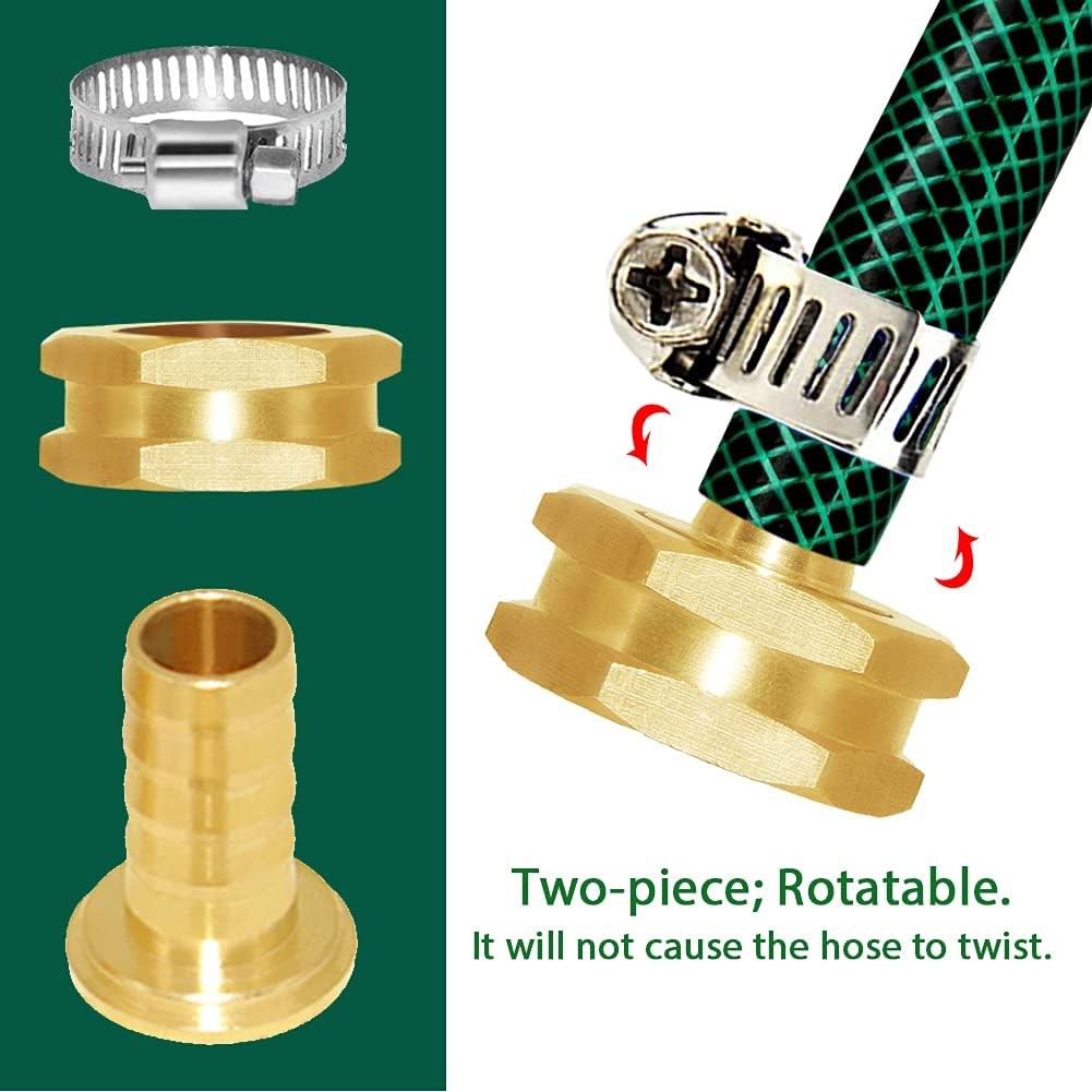 Joywayus Solid Brass Garden Hose Repair Connector with 5/8 Barb,