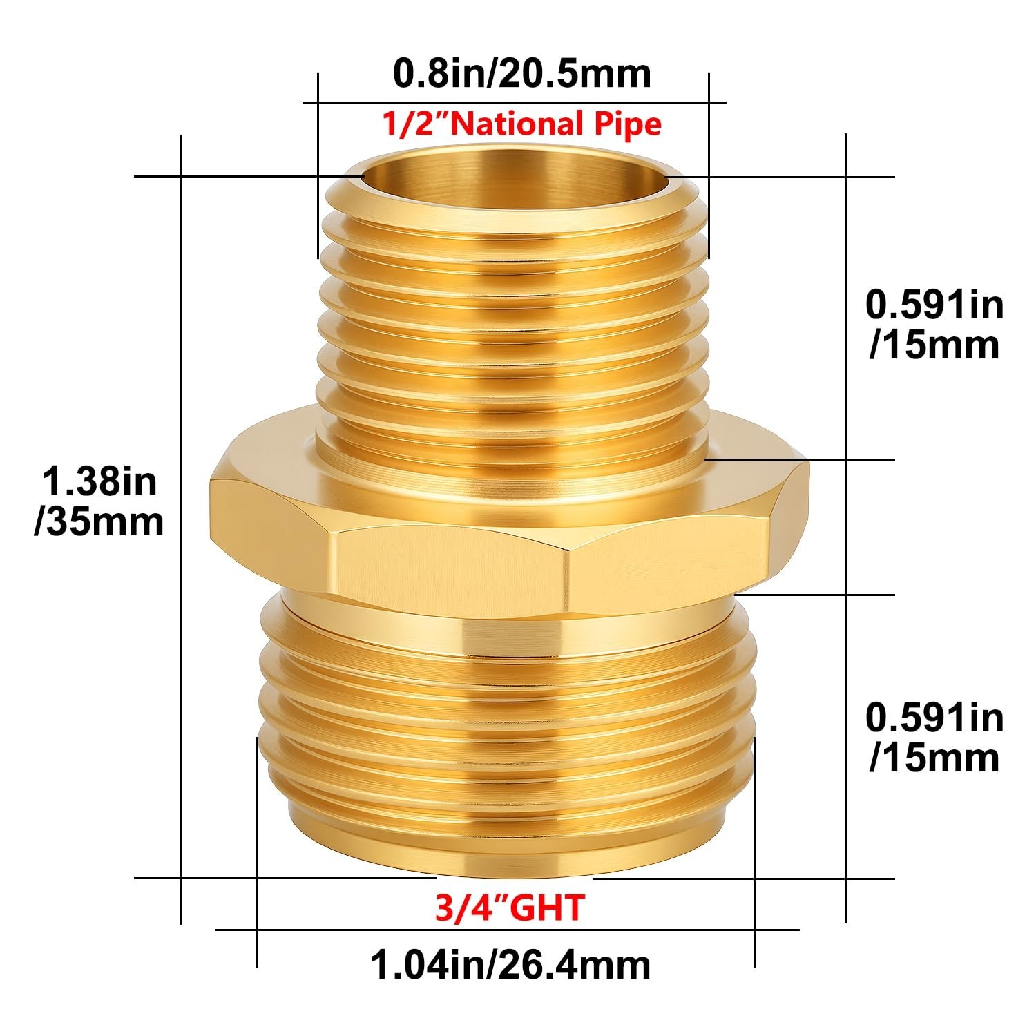 Garden Hose Adapter Fittings Solid brass Connectors Hose conversion pipe conn…