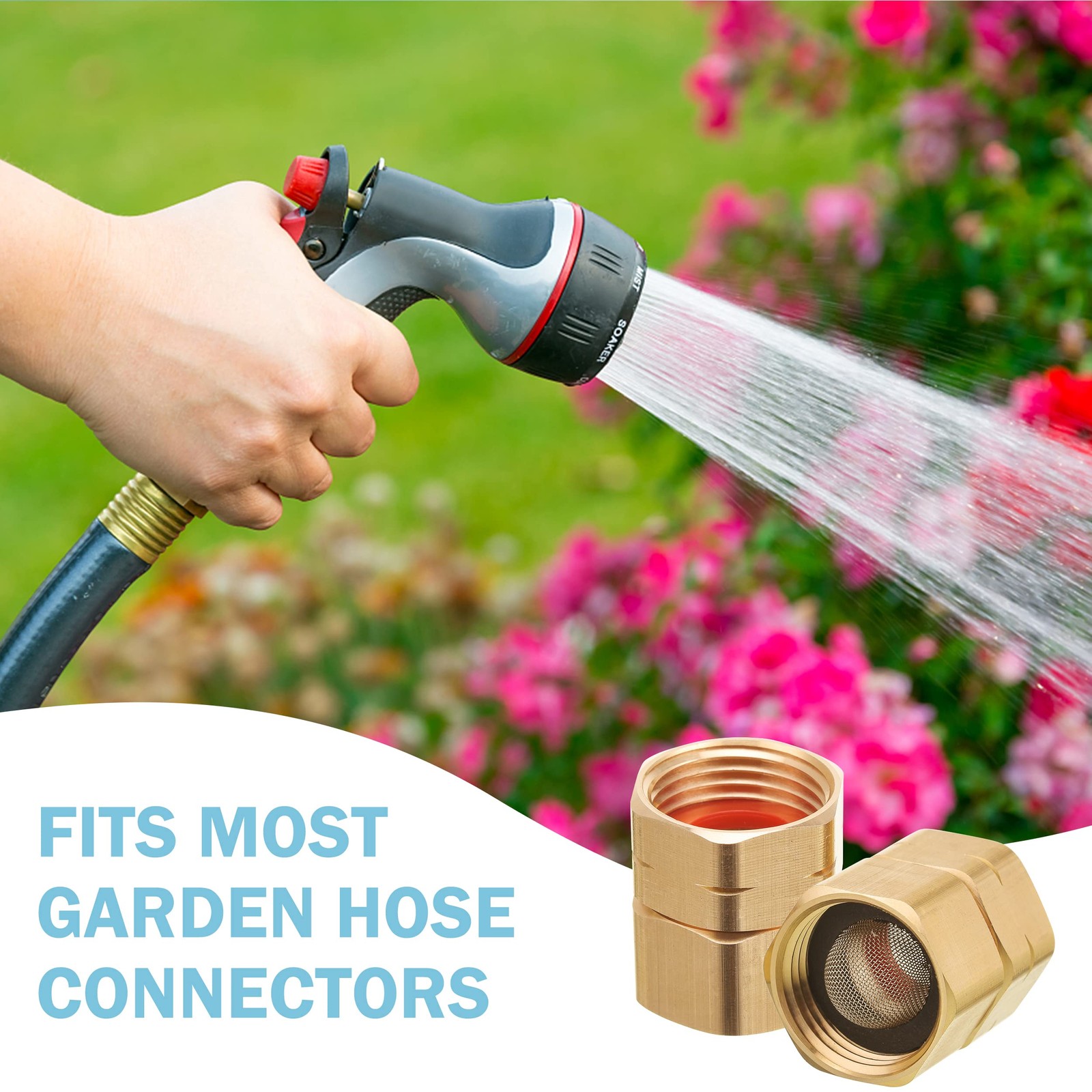 M MINGLE Garden Hose Adapter, Female to Female, 3/4 Inch Heavy 0.75 inches