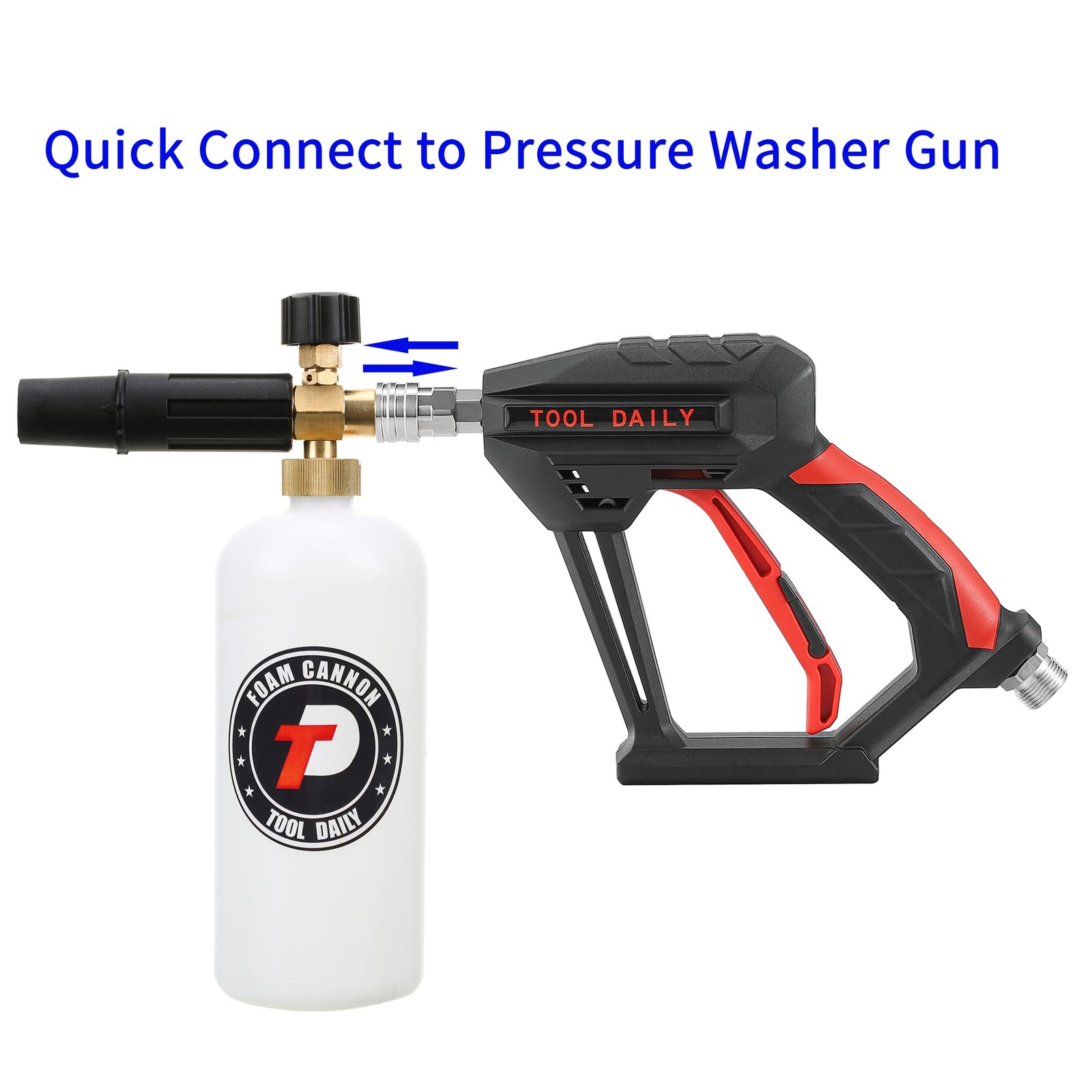 Tool Daily Short Pressure Washer Gun with Foam Gun, Black, Red, White