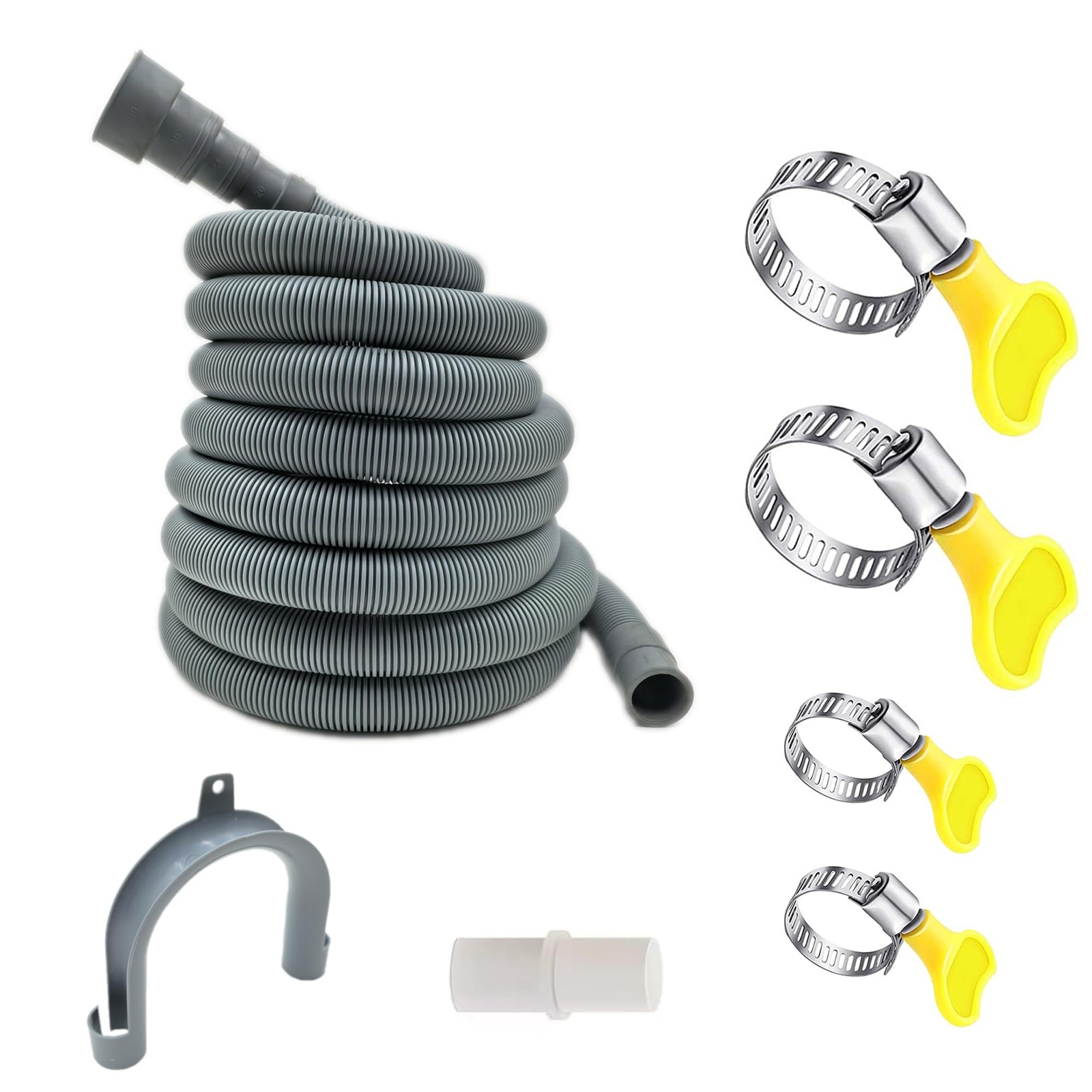 HLMOptimo 16 Feet Universal Washing Machine Drain Hose Flexible 16 feet, Gray