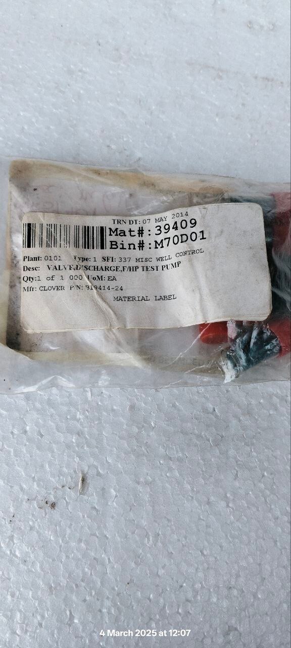 CLOVER Valve discharge,F/HP part no B19414-24 lot of 7pcs #fast shipping