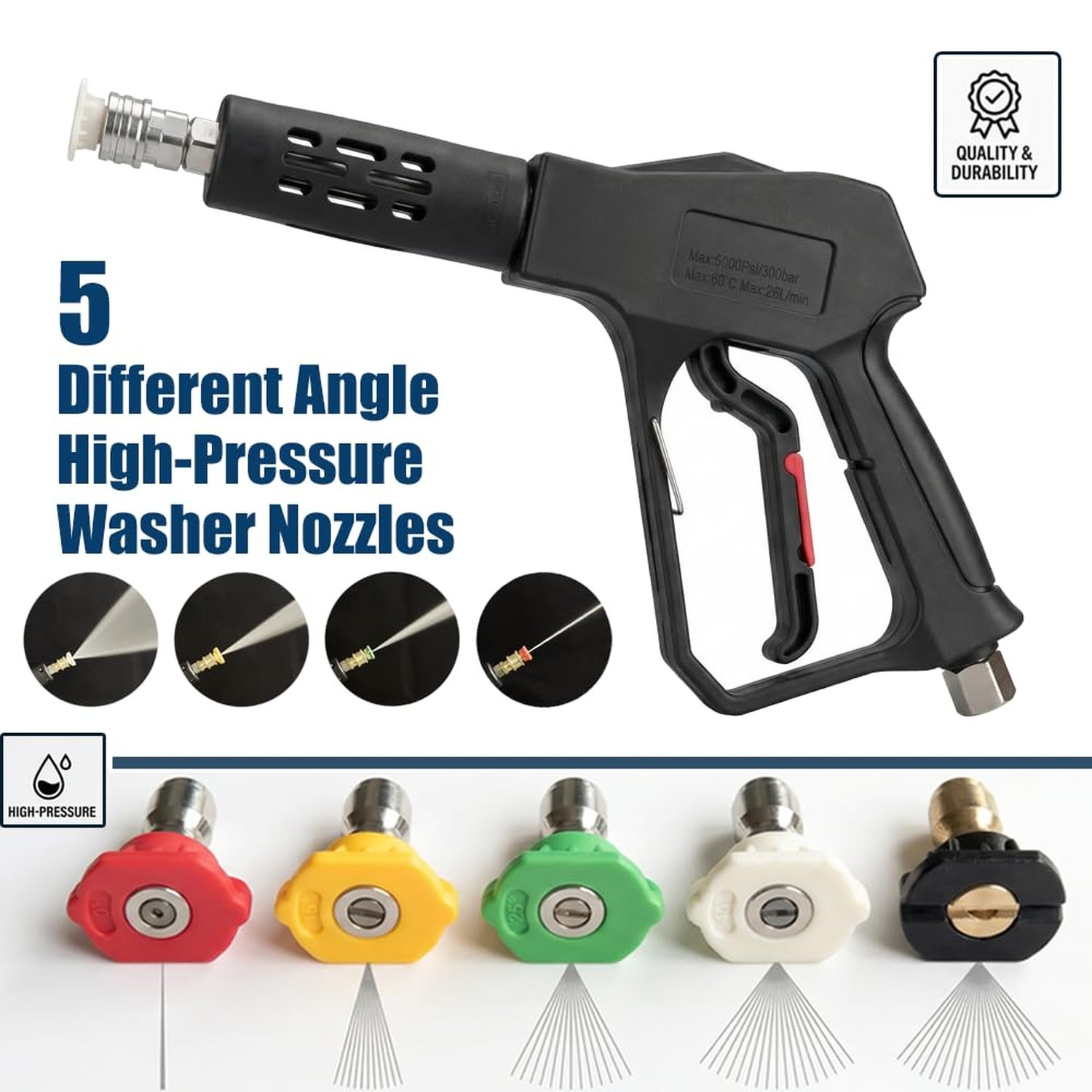 Swivel Pressure Washer Short Gun,Sturdy 5000PSI Power Washer Handle with Repl…