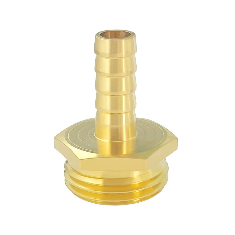 Hooshing 2PCS Garden Hose Male Adapter 3/8″ Barb x 3/4″ GHT Barb, Copper