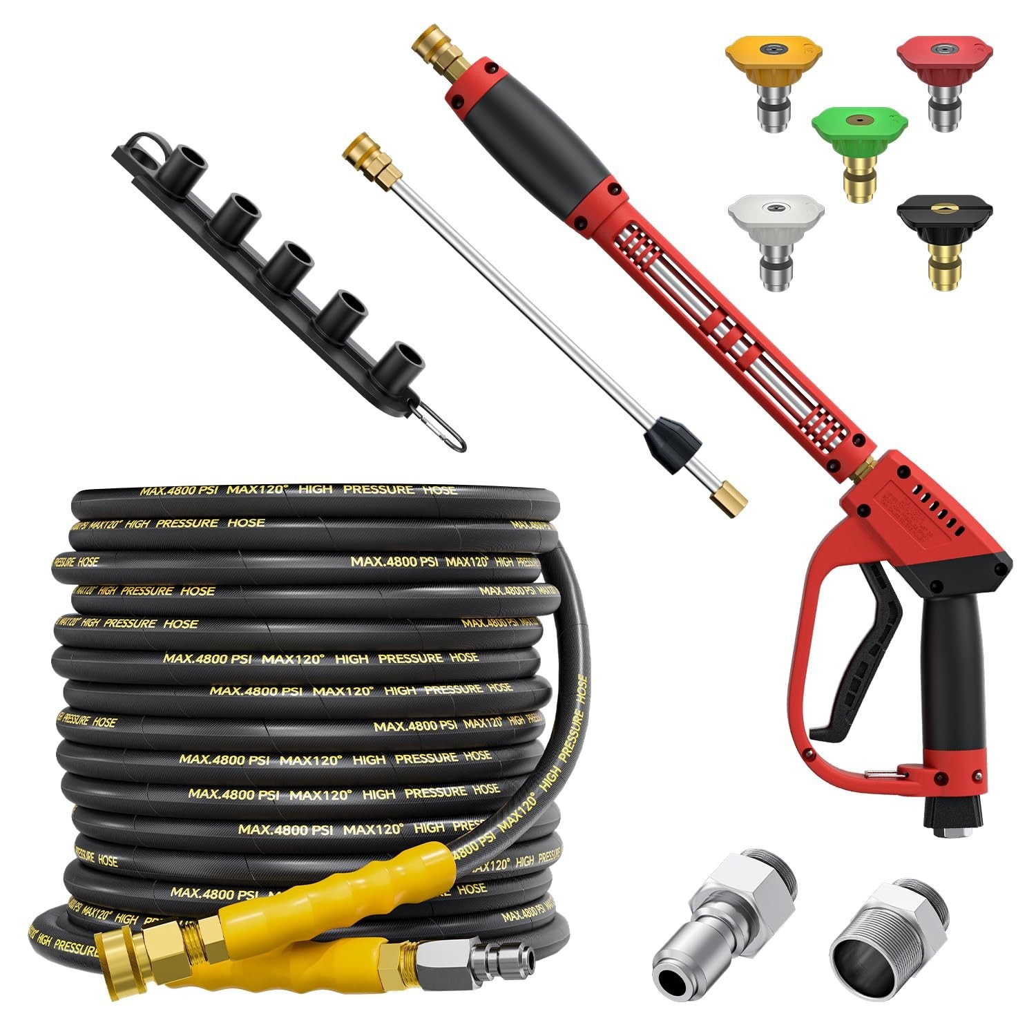 5000PSI Pressure Washer Gun and Hose Kit, 50FT Kink Resistant Steel Braided P…