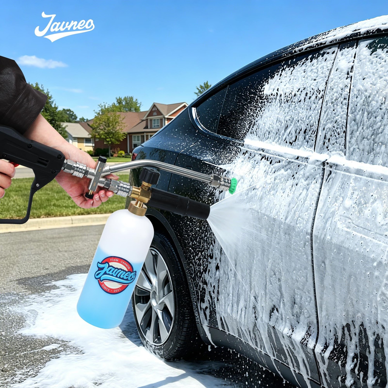 Foam Cannon for Pressure Washer with Short Gun Kit, Snow Foam Lance, 3/8″ Swi…