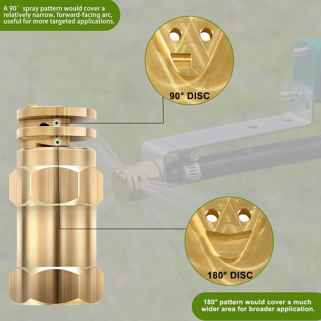 Boomless Spray Nozzle 1/2″ FPT #20 Orifices (90° & 180° Caps) @ 40 PSI 5.9 GPM