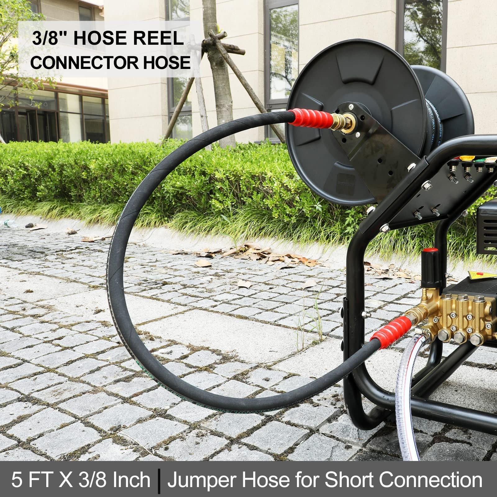 5FT Pressure Washer Whip Hose, 3/8’’ Jumper Hose 4800PSI with Quick