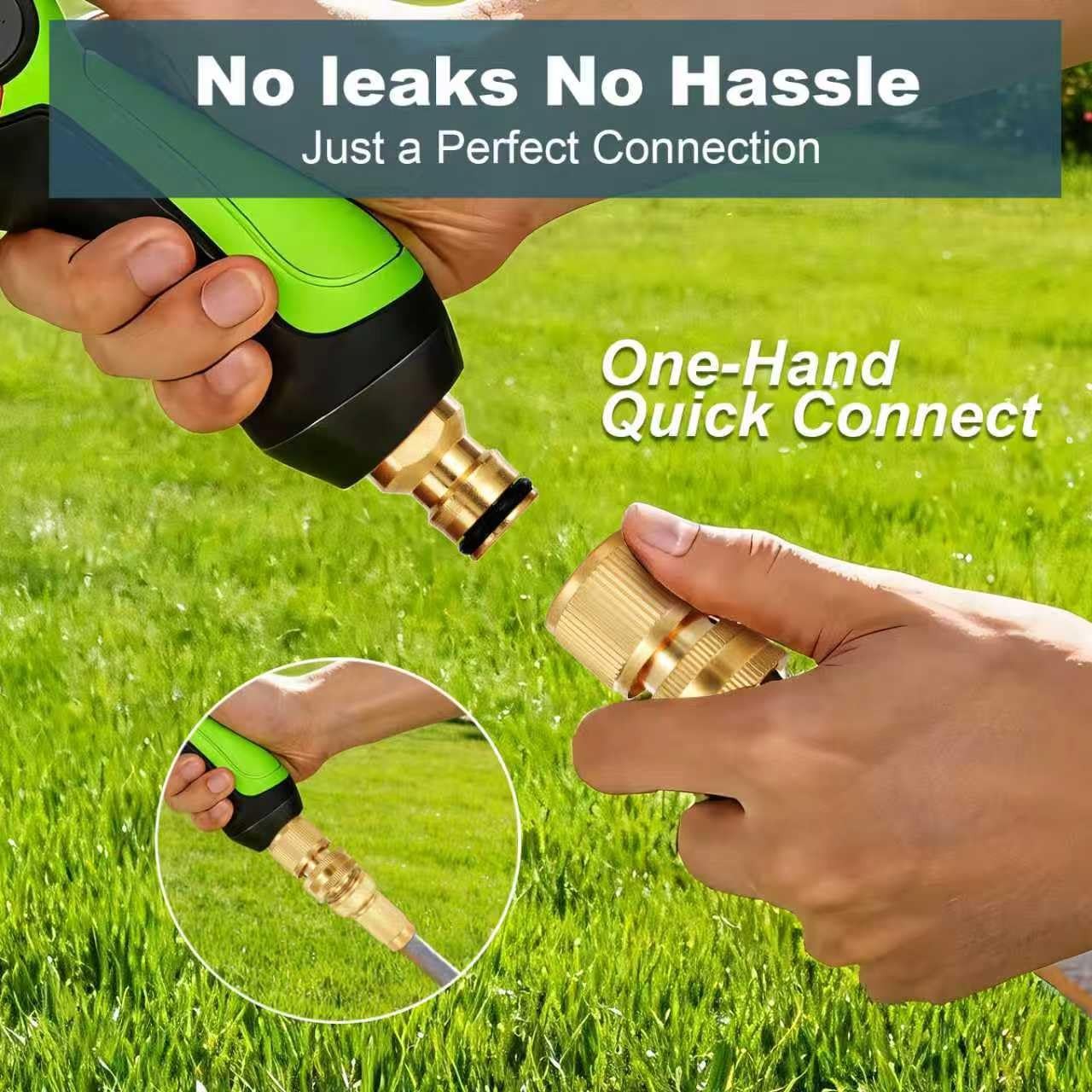 Garden Hose Quick Connect, Solid Brass 3/4 Inch GHT Inch,