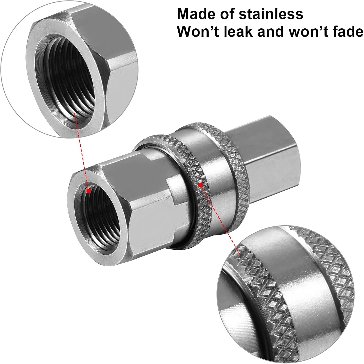 Hotop 4 Sets NPT 3/8 Inch Stainless Steel Male and Inch, Internal Thread
