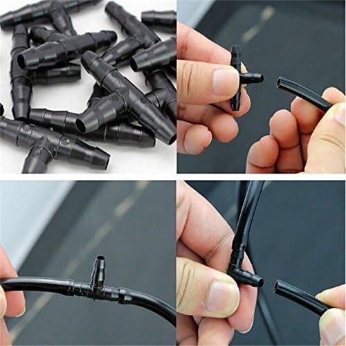 Kalolary 100pc 1/4″ Barbed Tee Connectors 4/7mm Drip Irrigation Joint FROM USA