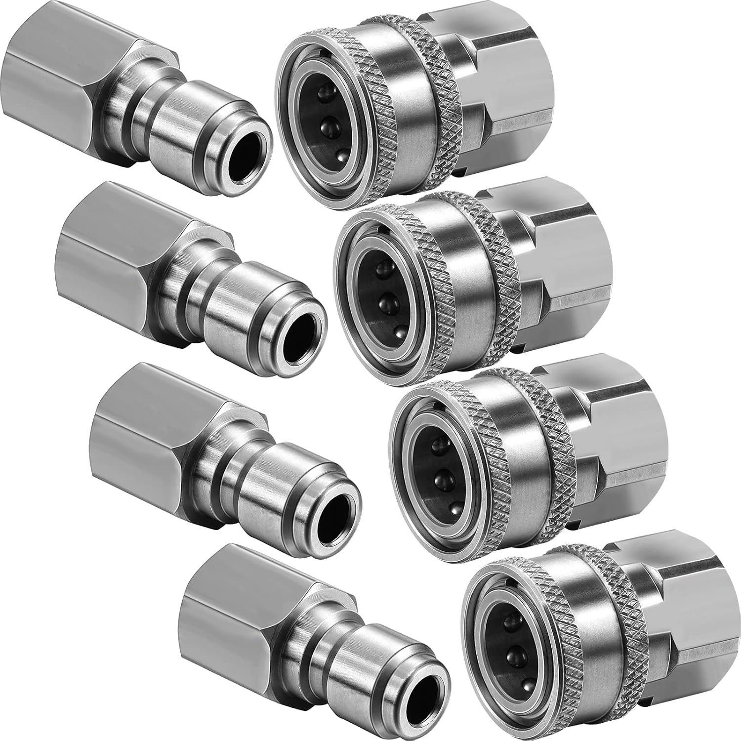 Hotop 4 Sets NPT 3/8 Inch Stainless Steel Male and Inch, Internal Thread