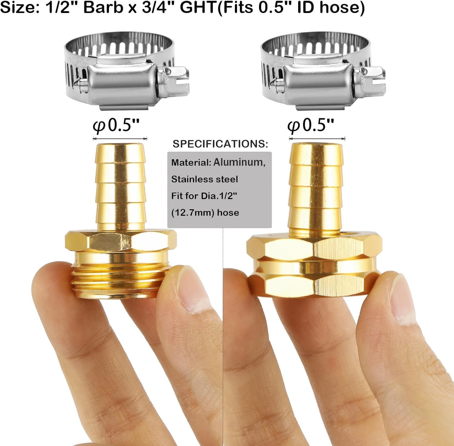 5 Set Garden Hose Repair Connector Kit with Clamps, 5 Set, Fit for 1/2 hose