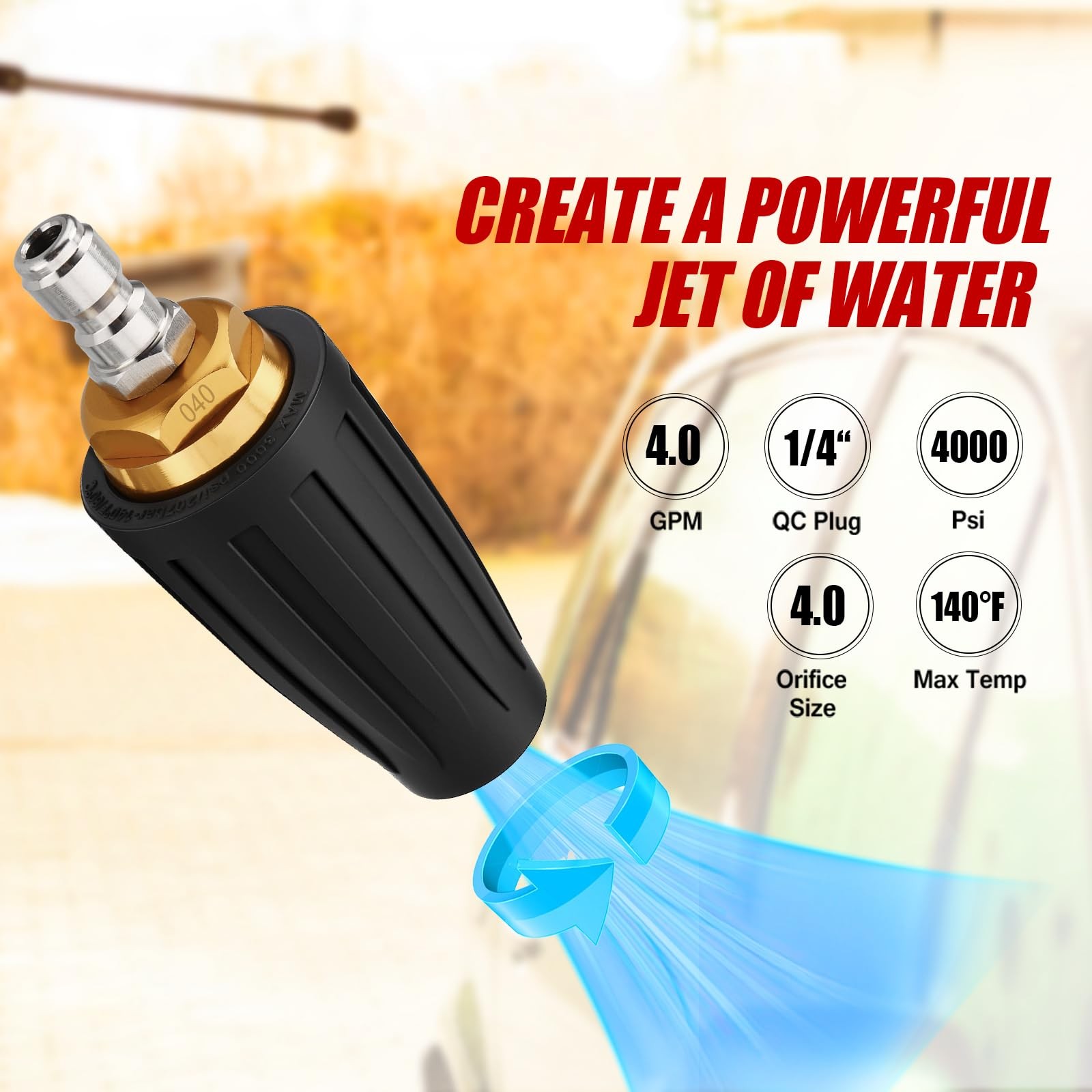 Pressure Washer Tips Turbo Nozzle 4.0, 3000 Psi