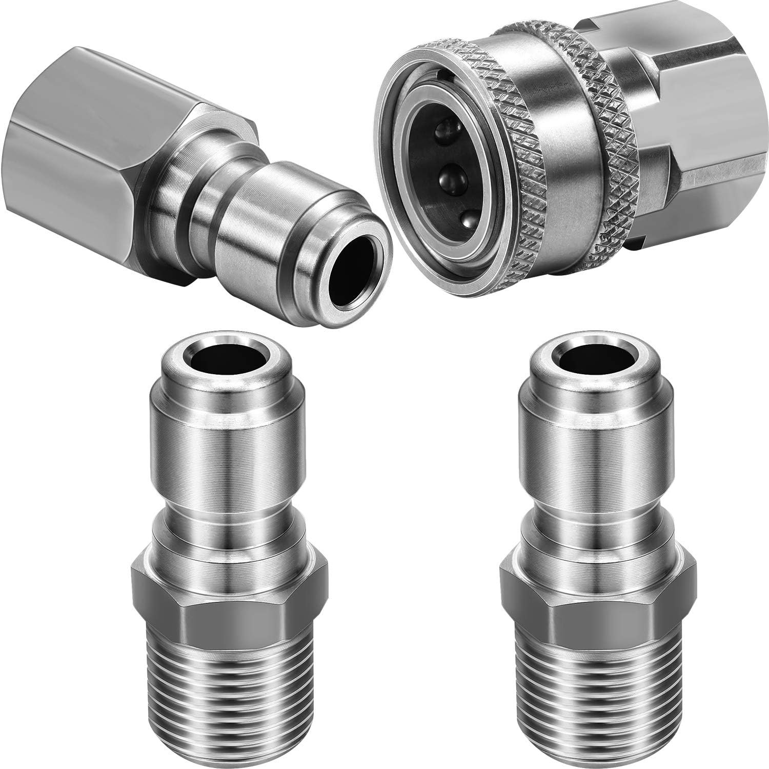 Hotop NPT 3/8 Inch Stainless Steel Male and Female Quick Connector