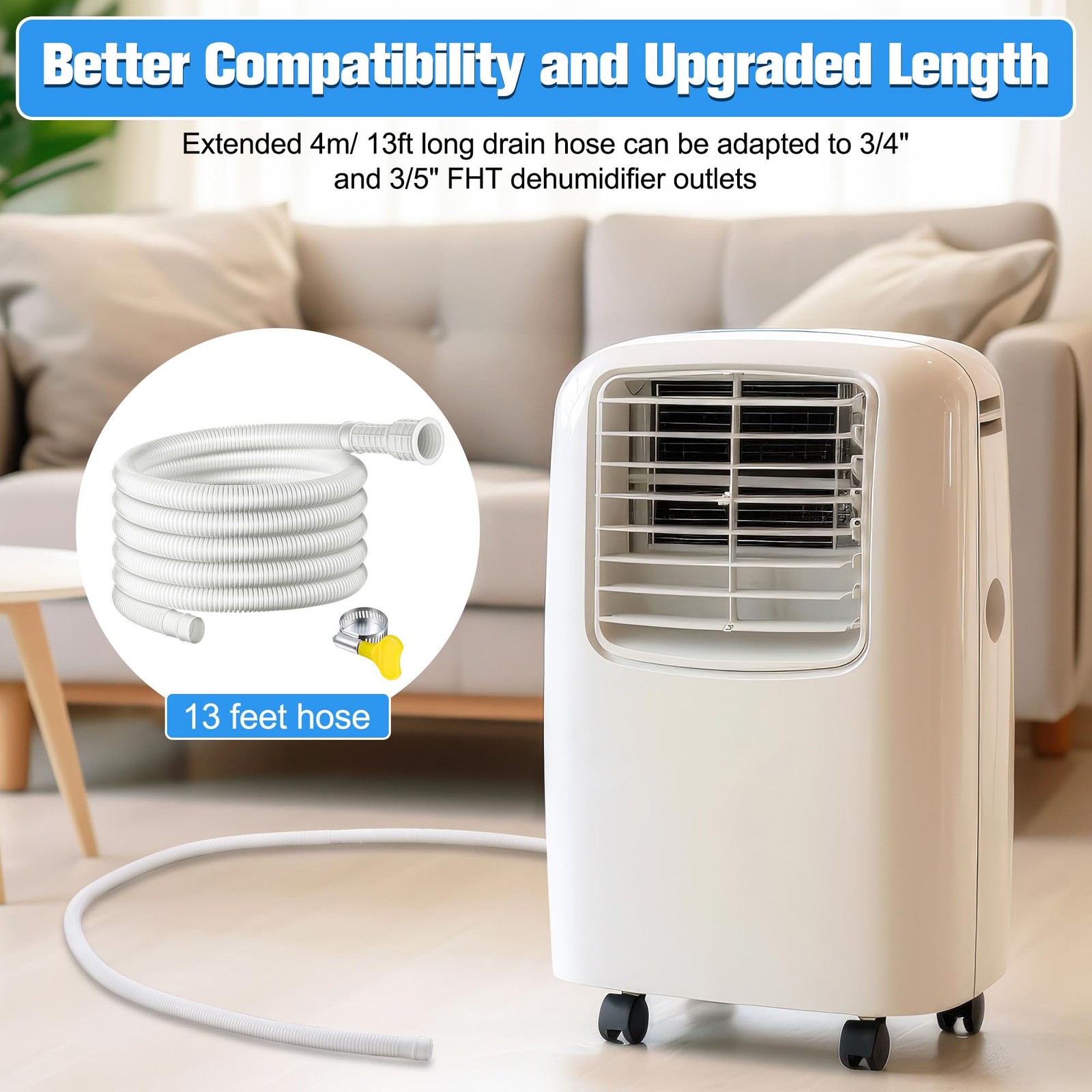 White Dehumidifier Drain Hose 13 Ft 3/4 Inch